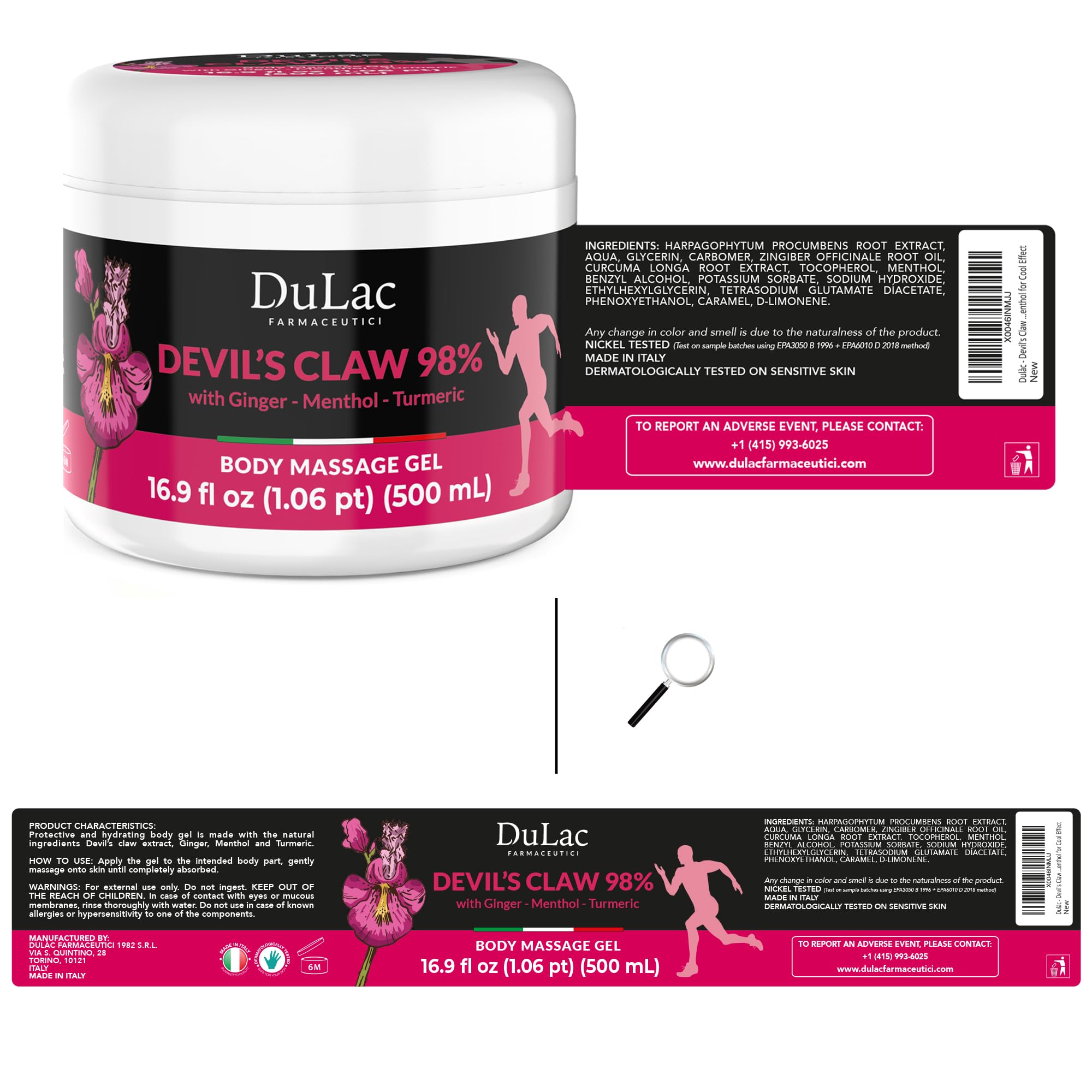 Dulac - Devil's Claw 98% Cream Maximum Strength 16.9 Fl Oz, Natural Joint and Muscle Comfort Cream, Enriched with Menthol for Cool Effect DULÀC FARMACEUTICI 1982 buy supplements canada