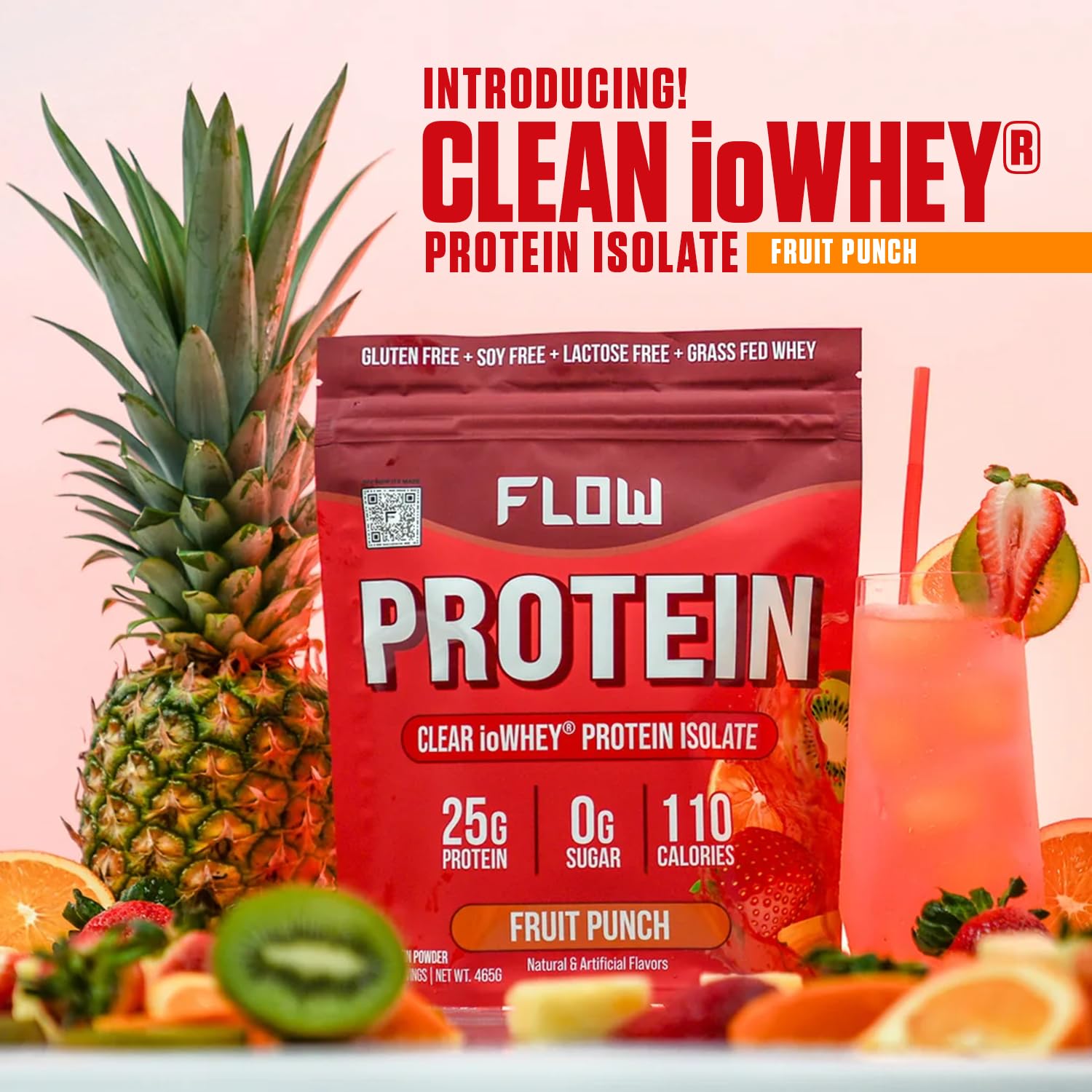 Flow Supps Clear Whey Isolate Protein Powder, Fruit Punch - 15 Servings, 25g Protein Flow Supplements buy supplements canada