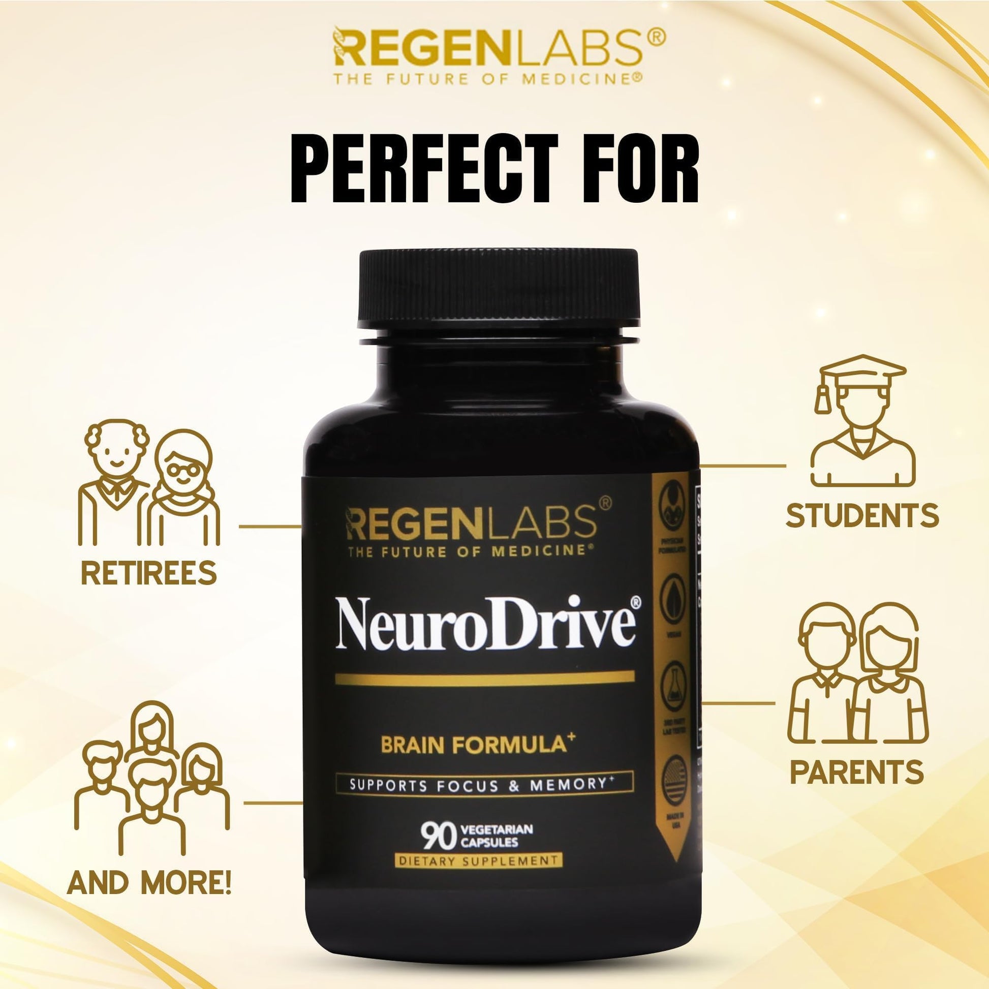 Regen Labs NeuroDrive Memory & Focus Supplement - Boost Brain Focus, Mental Health & Brain Fog | Natural Doctor Approved - Brain Nootropic, Phosphatidylserine, Centrophenoxine, Bacopa - 90 Capsules Regen Labs buy supplements canada