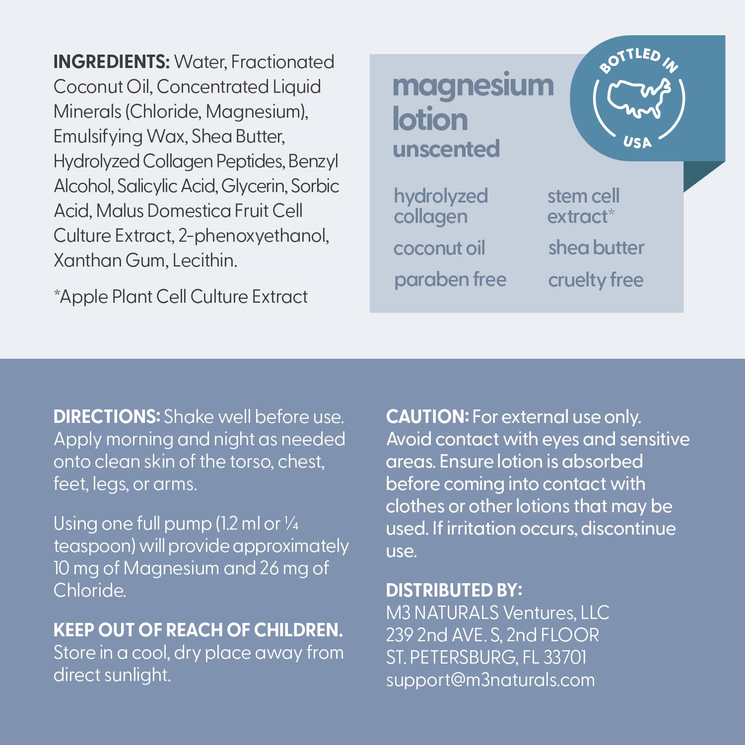 Unscented Magnesium Lotion for Sleep & Leg Cramps, Suitable for Sensitive Skin, Helps with Muscle Relaxation, Soothes Tired Legs & Foot Aches and Supports Restful Nights, 8 fl oz by M3 M3 Naturals buy supplements canada
