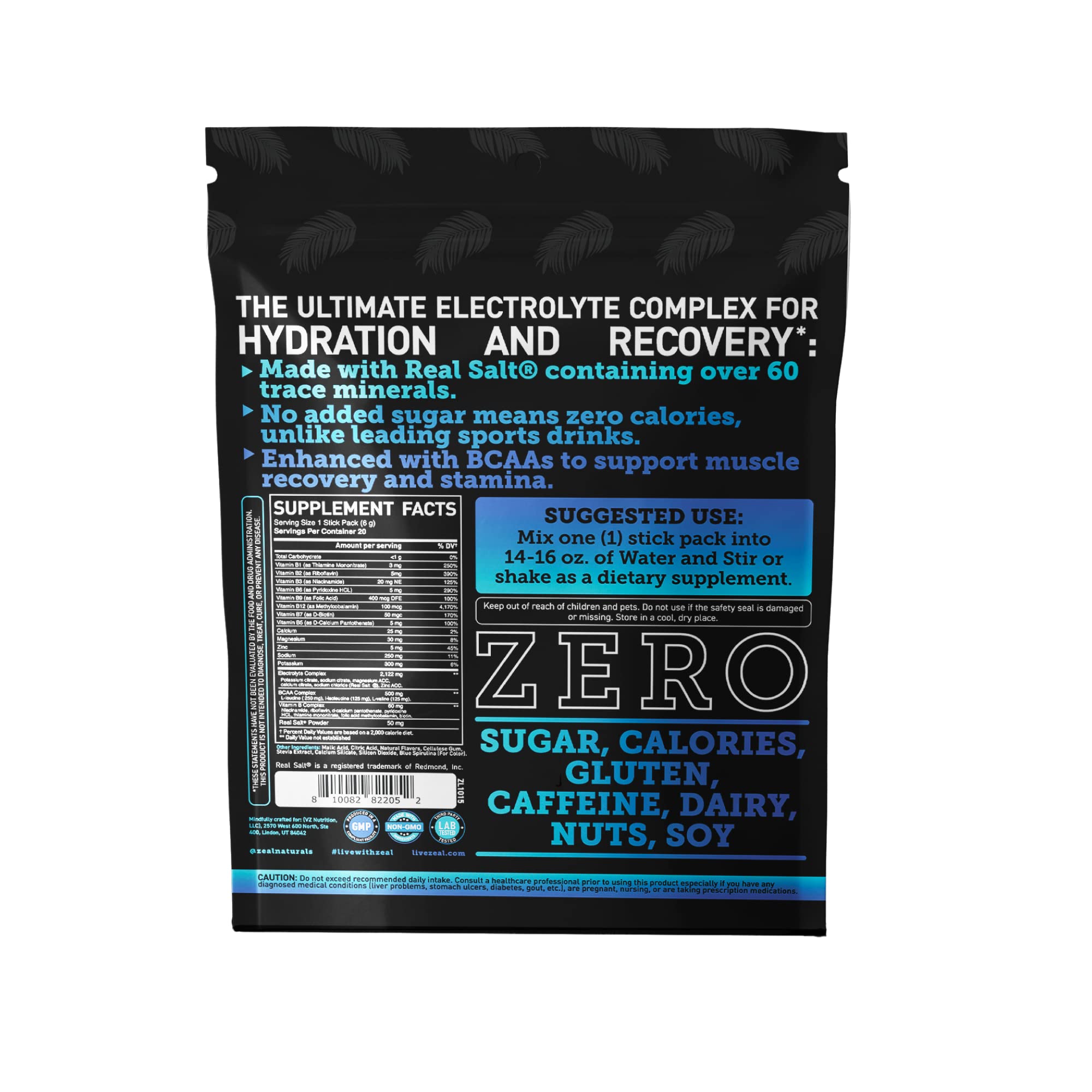 Enhanced Powder Stick Packs (Blue Raspberry - 20 Packets) Sugar Free + BCAA B-Vitamin Zeal Naturals buy supplements canada