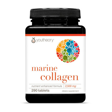 Youtheory Marine Collagen Tablets - 2,500 mg Fish-Sourced Collagen Peptides- with Vitamins A, C, E, B6 & B12 - Supports Joint & Nail Health* - Highly Absorbable - 290 Tablets (58-Day Supply) Youtheory buy supplements canada