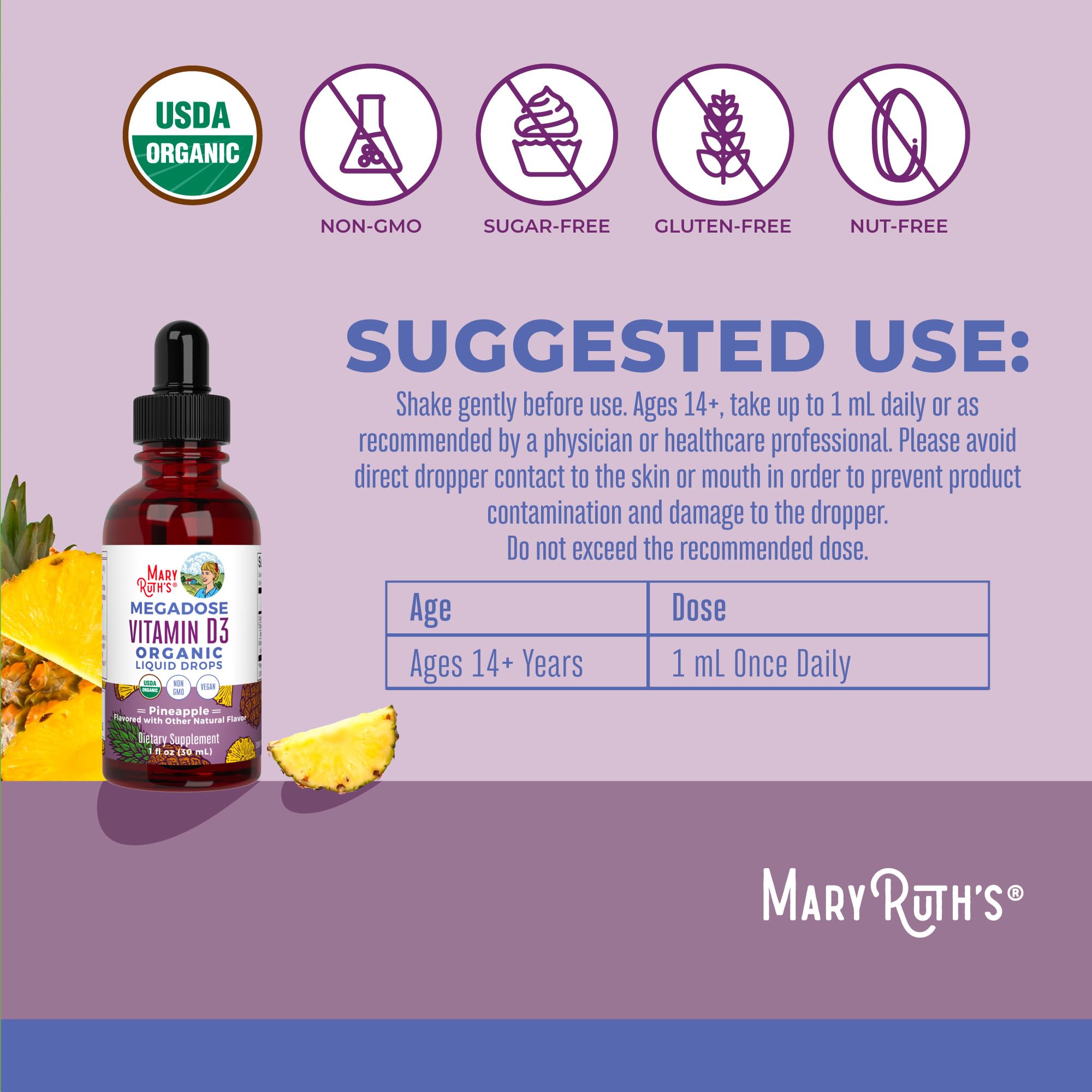 MaryRuth Organics Vitamin D3 Liquid Drops | Megadose 4000 IU | USDA Organic Liquid Vitamin D Spray for Adults & Kids | Immune Support & Bone Health | Vegan | Gluten Free | Non-GMO | 30 Servings MARYRUTH'S buy supplements canada