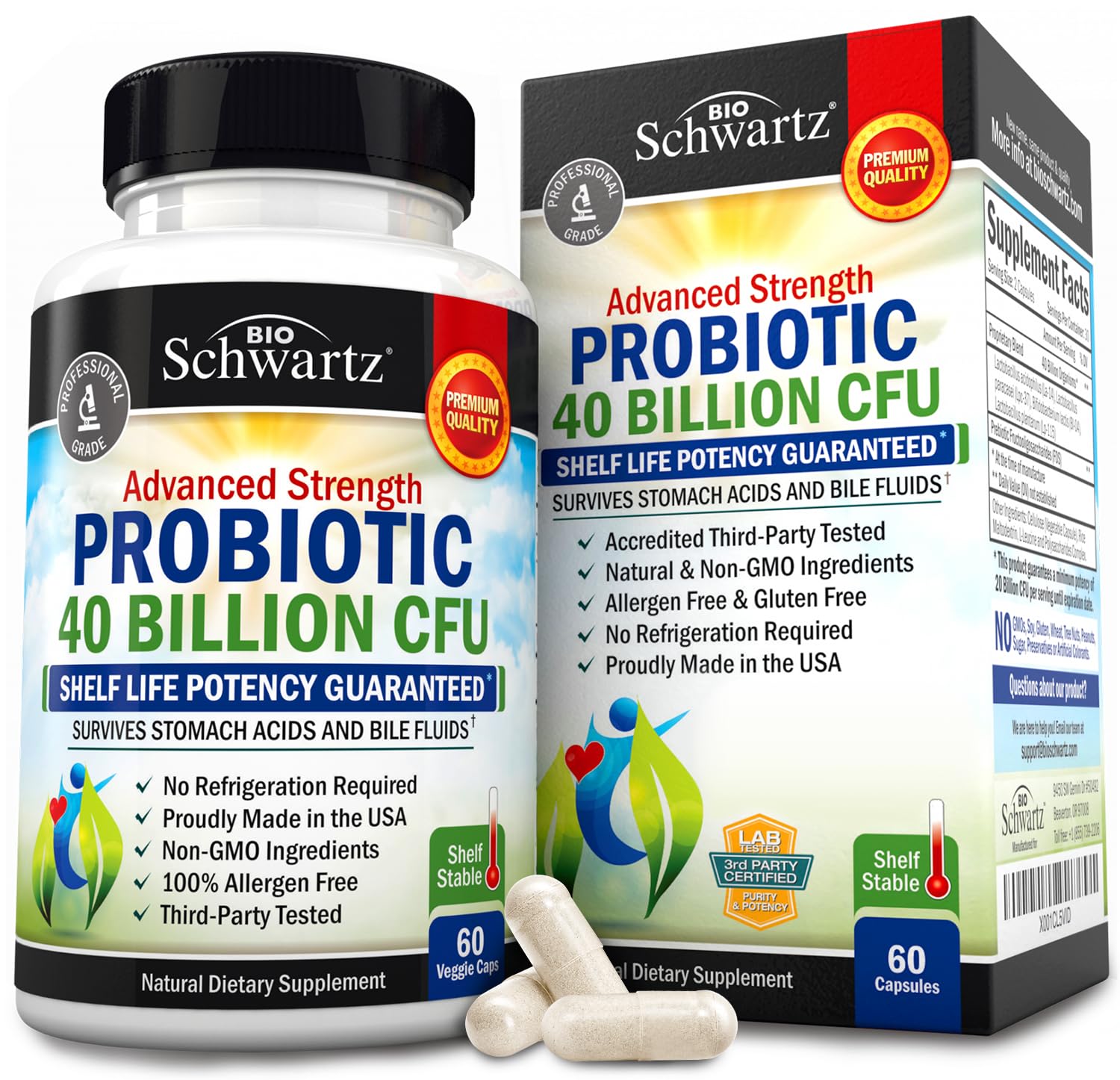 Daily Probiotic Supplement with 40 Billion CFU - Gut Health Complex with Astragalus BioSchwartz buy supplements canada