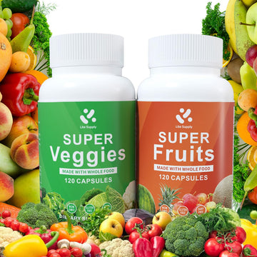 Lite Supply Fruits and Veggies Supplement 240 Caps - 120 Fruit and 120 Veggie Capsules - Whole Food & Natural Superfood Filled with Vitamins & Minerals for Women, Men Supports Energy Levels Lite Supply buy supplements canada