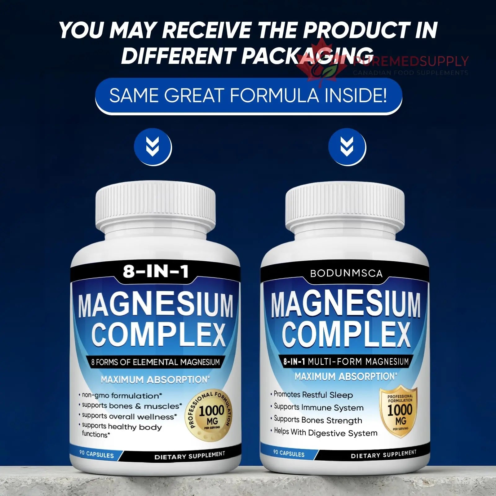 Magnesium Complex, 8 in 1, 1000mg-Glycinate, Citrate, Malate for Easy Absorption, Full Spectrum Magnesium Complex,Supports Relaxation, Sleep & Muscle Function, Magnesio Complex for Women, 180 Capsules BODUNMSCA buy supplements canada