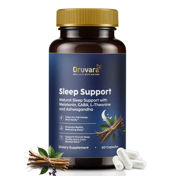 Druvara Natural Sleep Aid for Adults with Melatonin, GABA, L-Theanine & Ashwagandha, Natural Sleep Supplement for Deep, Restful Sleep - 60 Capsules Druvara buy supplements canada