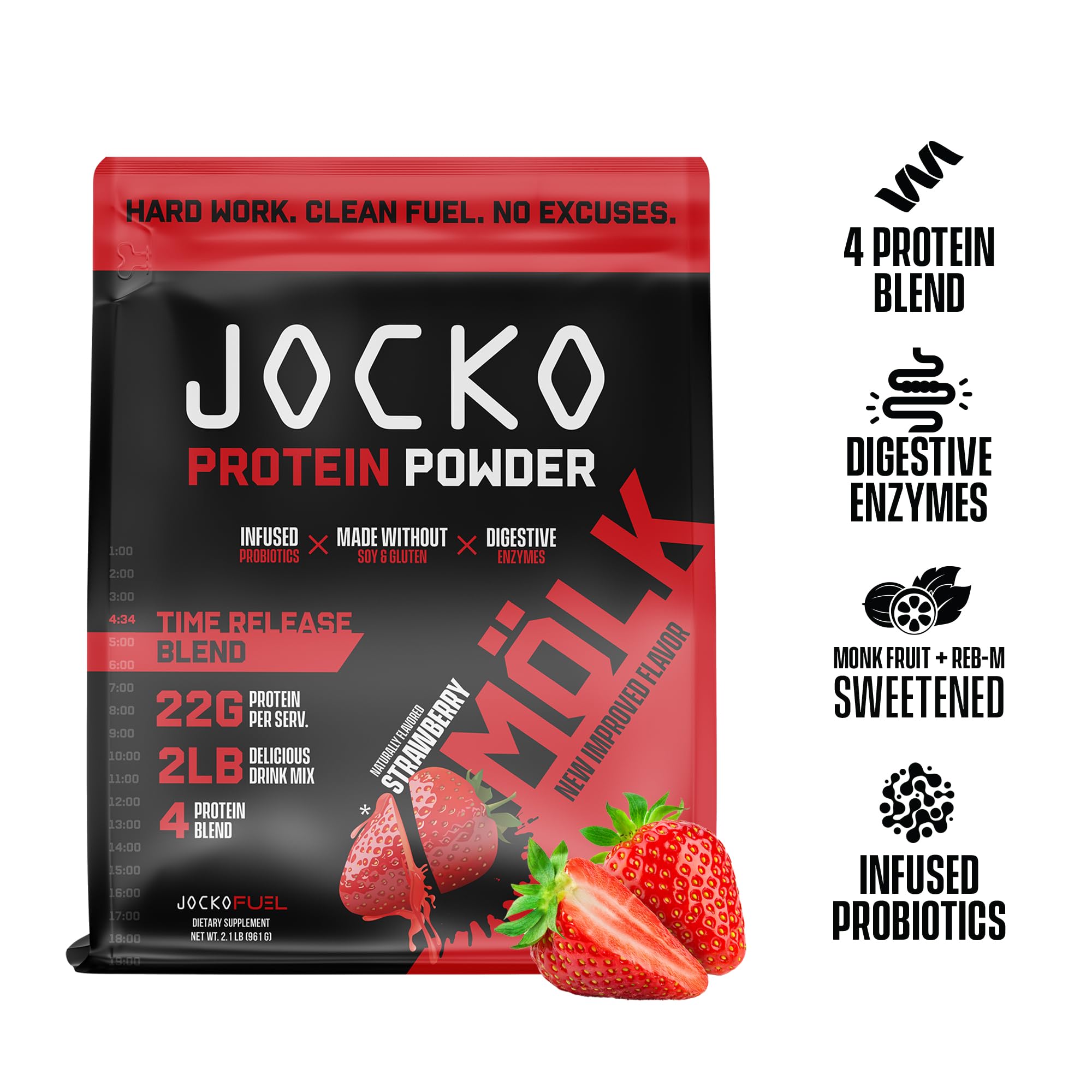 Jocko Mölk Whey Protein Powder (Strawberry) - Keto, Probiotics, Grass Fed, Digestive Jocko Fuel buy supplements canada