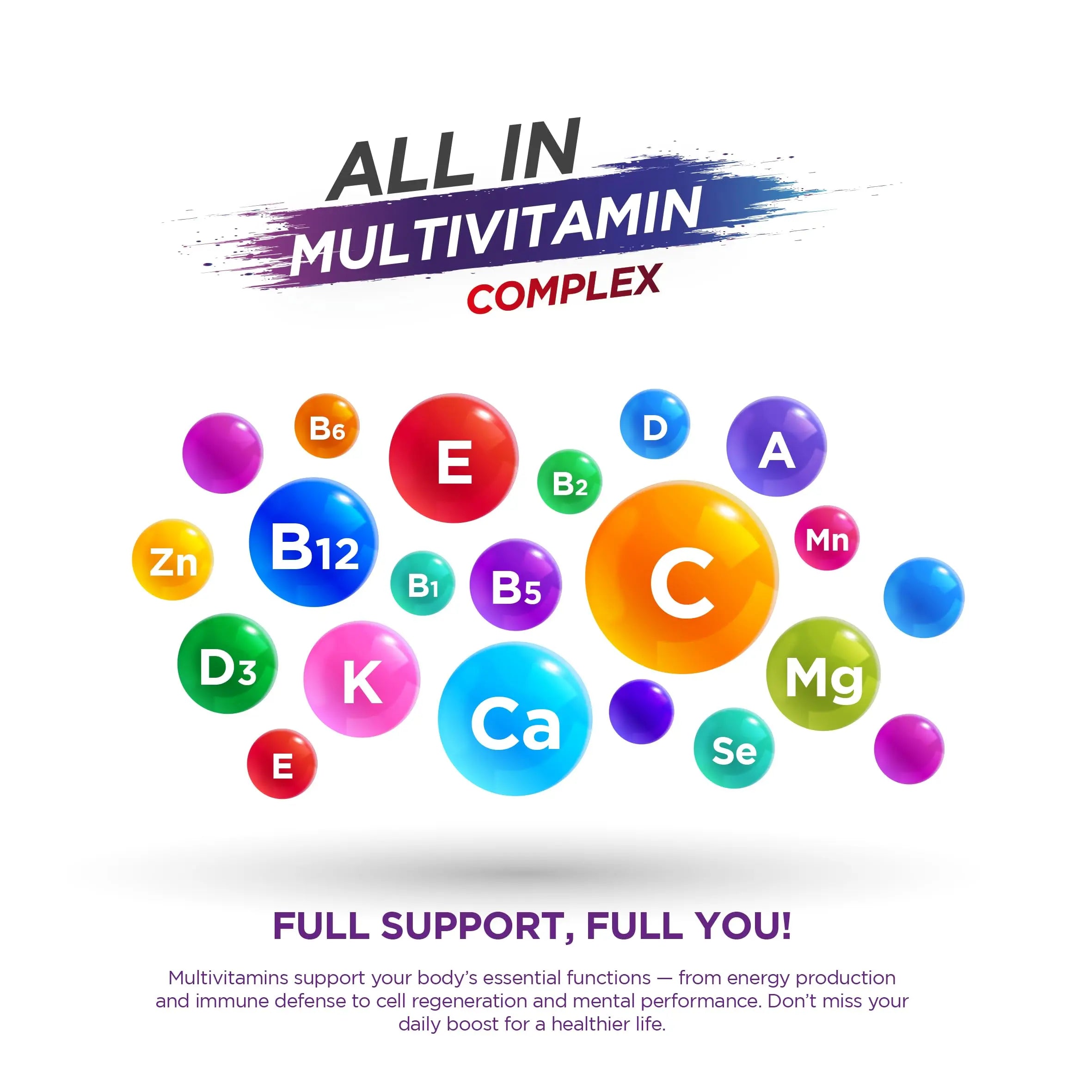 CAMRUSEPA All in Multivitamin Complex – Daily Tablet with Calcium, Iron, Zinc, Vitamin C, B Complex, D3, E, A & More – Complete Daily Nutritional Support for Adults Camrusepa buy supplements canada