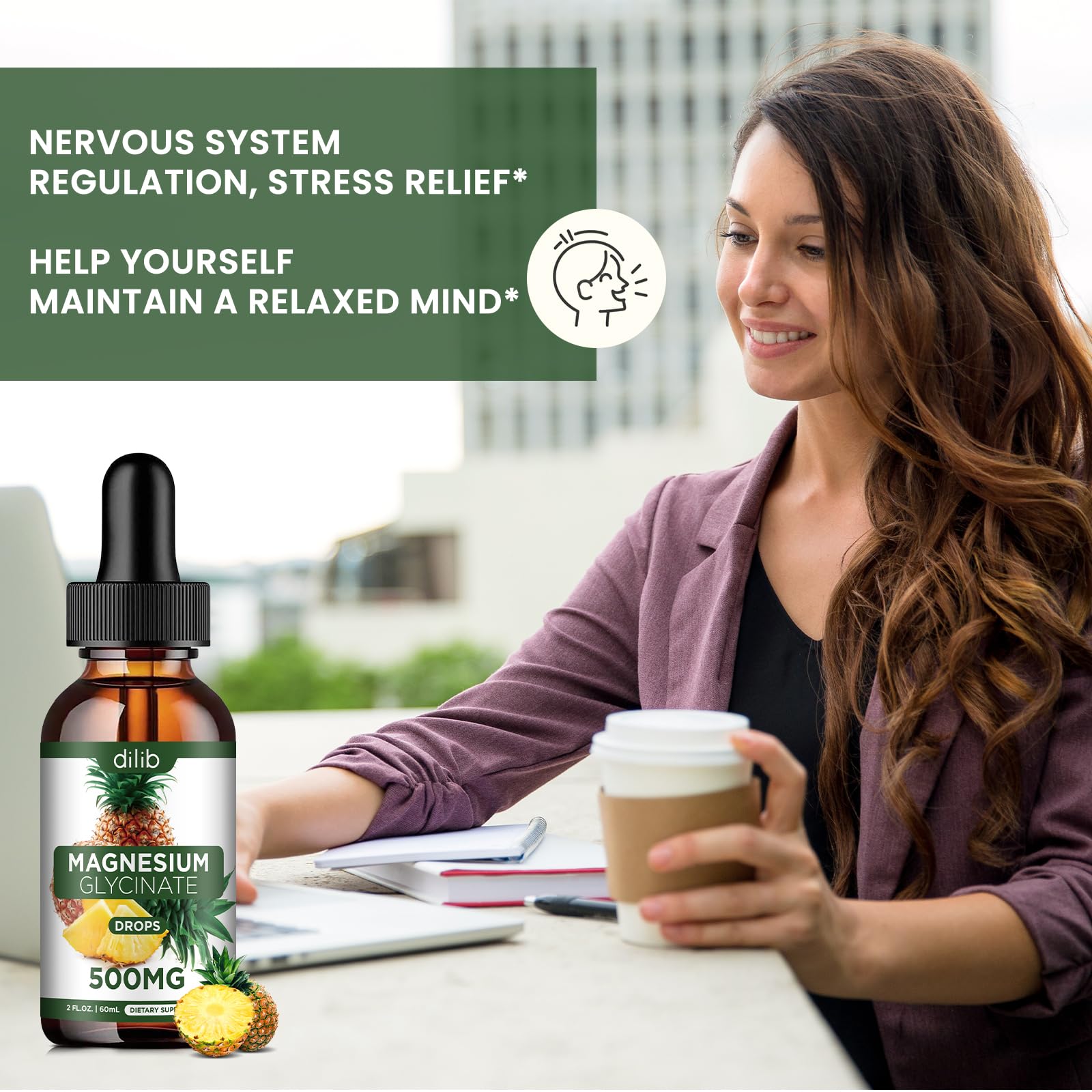 Magnesium Glycinate Supplement, Liquid Magnesium Glycinate Liquid Drops 500mg-Support Stress Relief, Relaxation, Mood, Sleep, Bone & Muscle-2 Fl Oz, Vegan, Pineapple Flavor dilib buy supplements canada