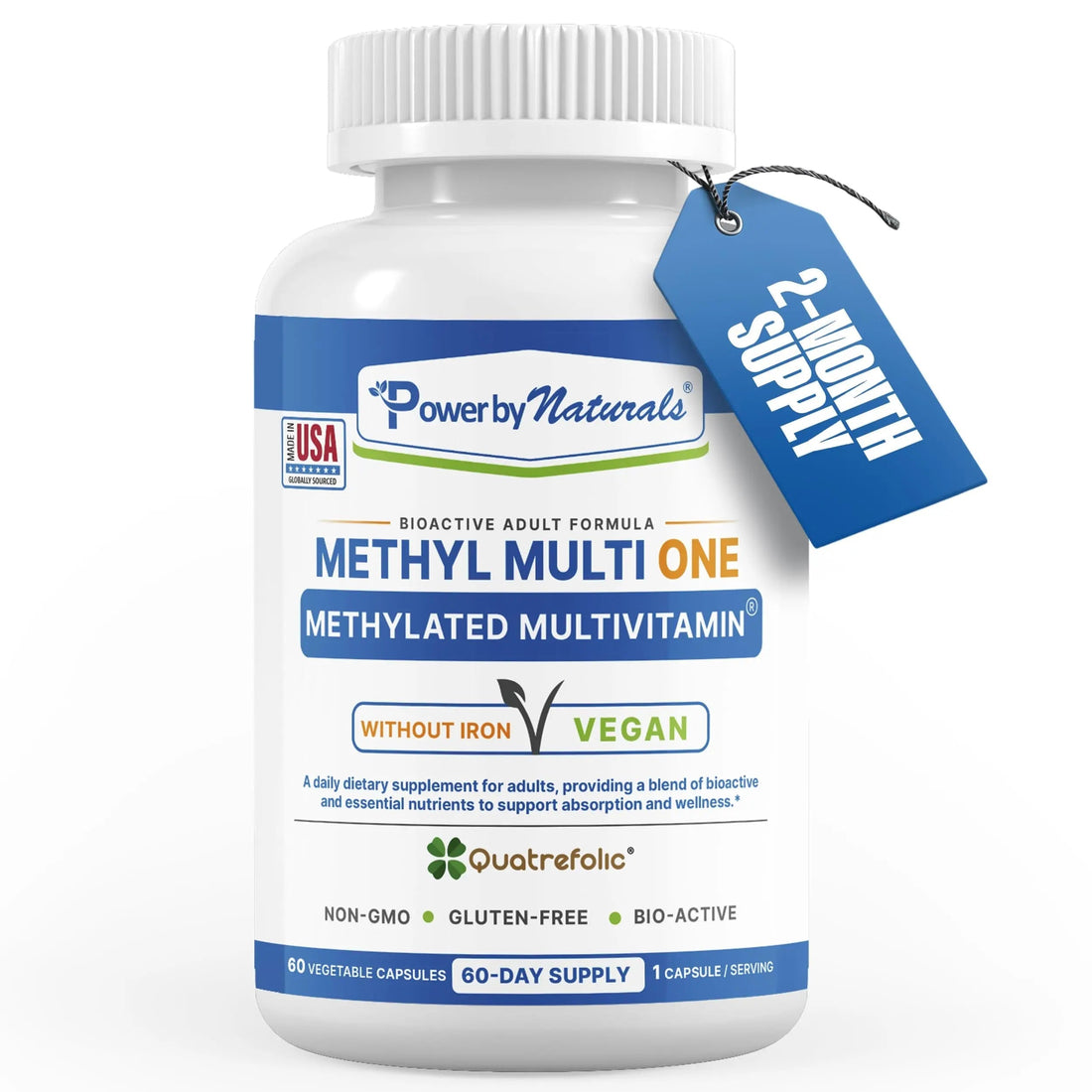 Power By Naturals Methyl Multi One - Iron-Free Methylated Multivitamin with Quatrefolic 5-MTHF, Active B12, P5P, CoQ10 & Zinc for MTHFR Support Power By Naturals buy supplements canada