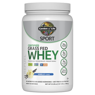 Garden of Life Sport Grass Fed Whey Protein Powder – 24g Whey Protein Isolate for Women & Men with Probiotics & Glutamine, Non-GMO, Gluten-Free, Cold-Processed, Vanilla Flavor, 20 Servings Garden of Life buy supplements canada