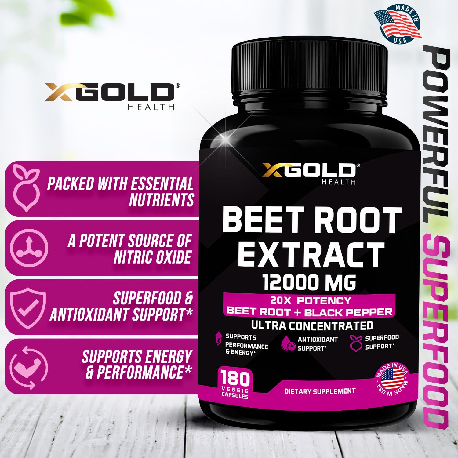 Beet Root Extract Capsules - 12000mg 20x Concentrated Beet Root Capsules Supplement X Gold Health buy supplements canada