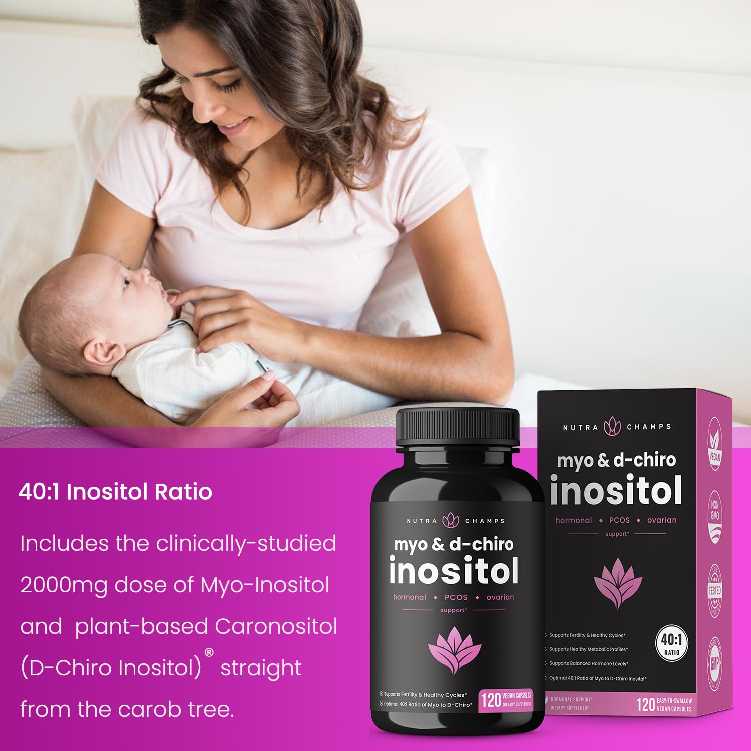 NutraChamps Myo-Inositol & D-Chiro Inositol Supplement | Ovarian & PCOS Support NutraChamps buy supplements canada