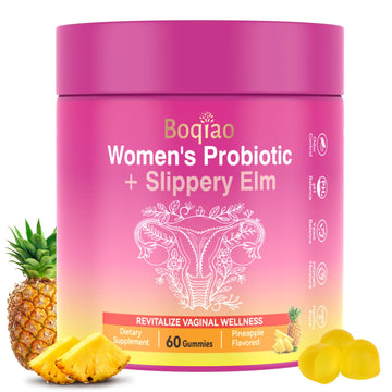 Feminine Probiotics Gummies with Slippery Elm - 60 Pineapple Gummies for Women ph Balance, Vaginal Probiotics Supports Flora, Gut Health & Immune System, Prebiotics & Lactobacillus Blend (Pineapple) Boqiao buy supplements canada