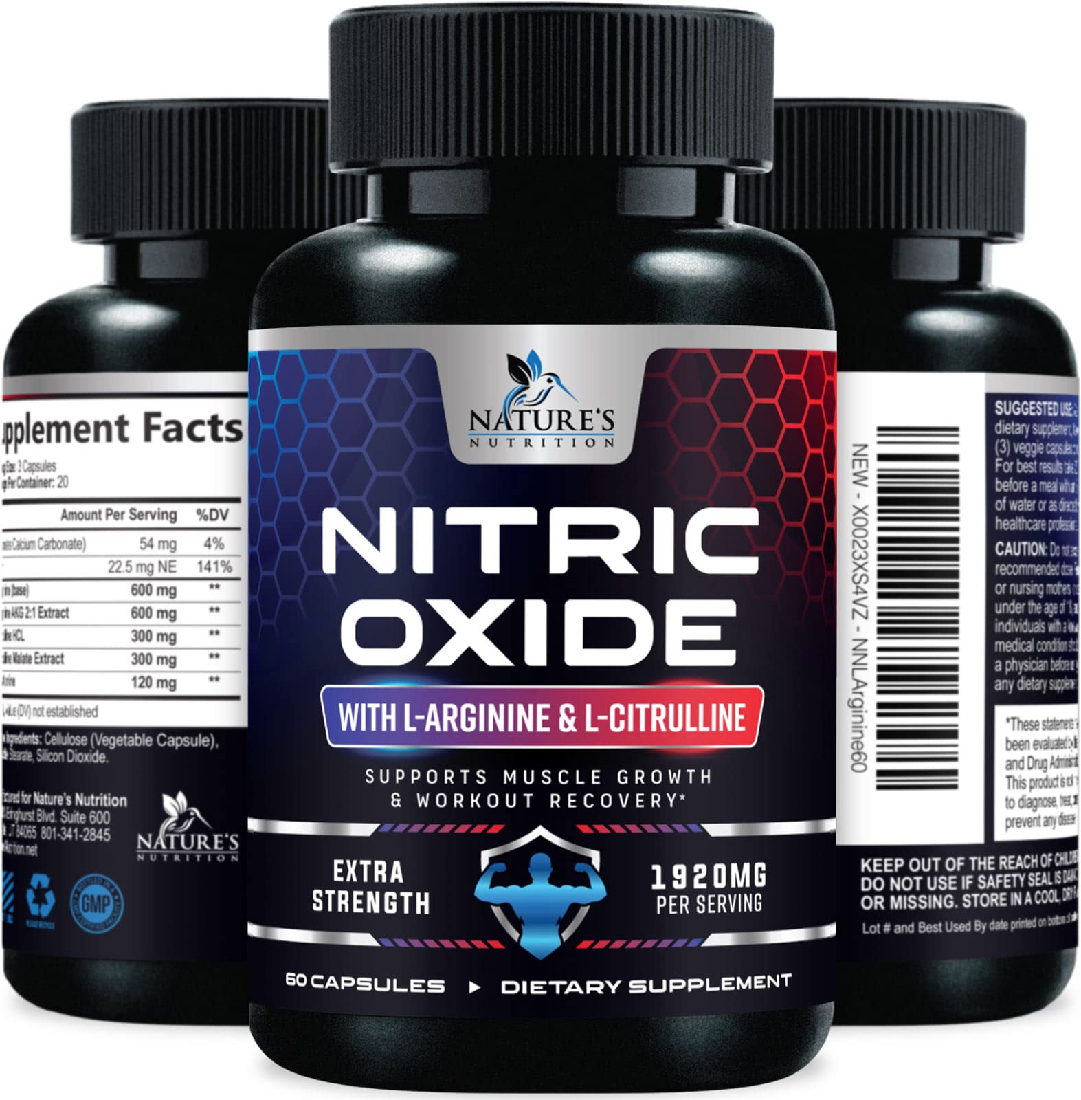 Extra Strength Nitric Oxide Supplement L Arginine 3X Strength - Citrulline Malate, AAKG Nature's Nutrition buy supplements canada