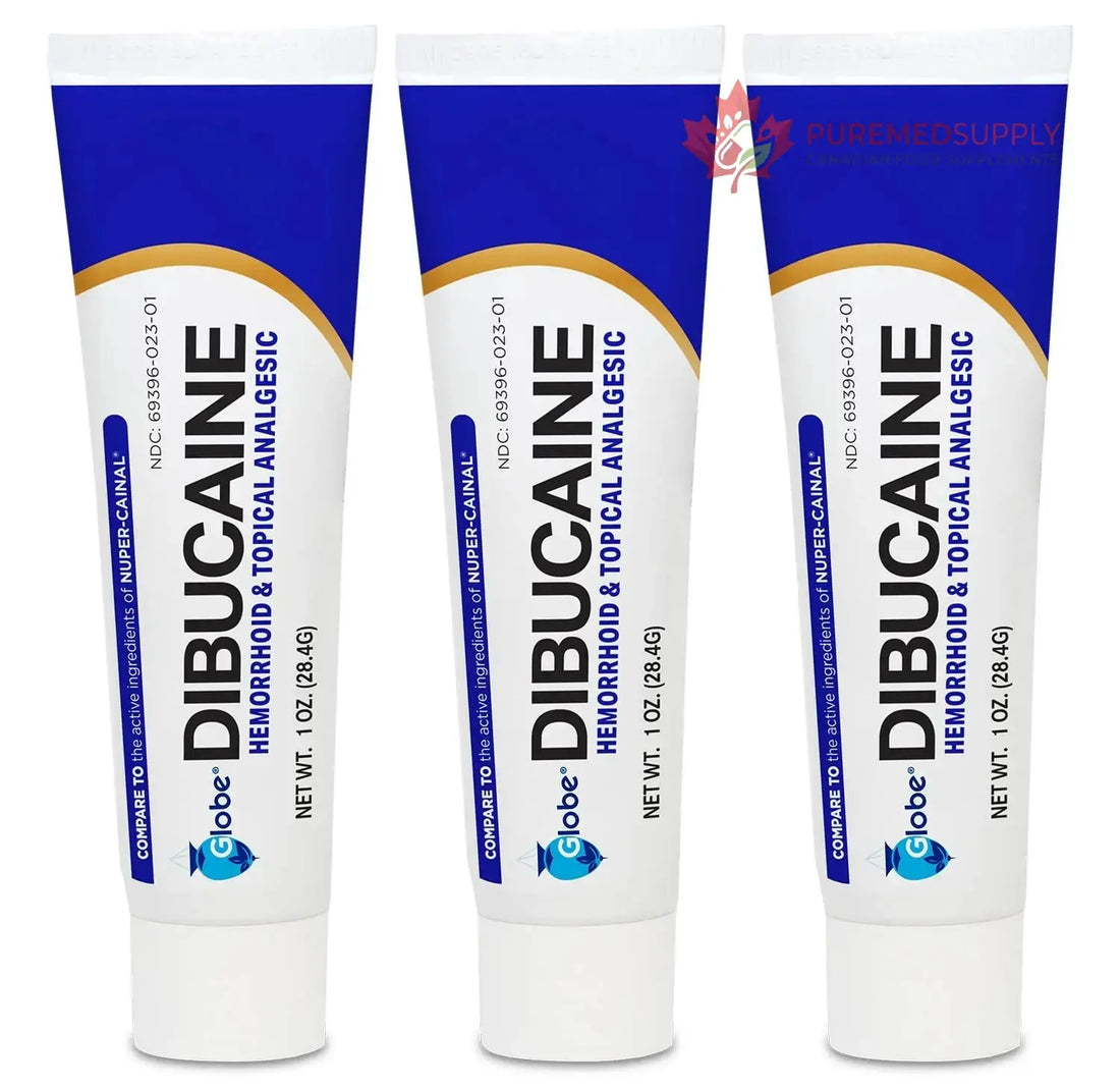 (3 Pack) Globe Dibucaine 1% Hemorrhoid Treatment Ointment - 1 Oz Rapid Numbing Relief, Hemorrhoid Treatment from Itch and Burn Globe buy supplements canada