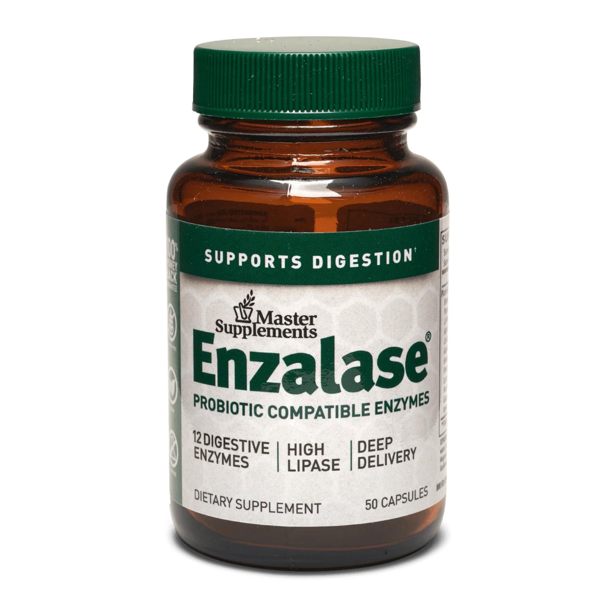 Master Supplements Enzalase - 50 Capsules - Probiotic Compatible Enzymes - Provides Digestive Boost + Gas & Bloating Relief - Gluten Free - 50 Servings ENZALASE buy supplements canada