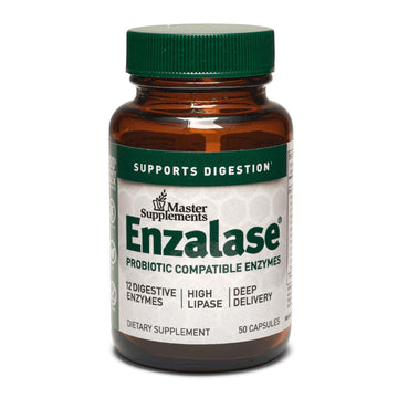 Master Supplements Enzalase - 50 Capsules - Probiotic Compatible Enzymes - Provides Digestive Boost + Gas & Bloating Relief - Gluten Free - 50 Servings ENZALASE buy supplements canada