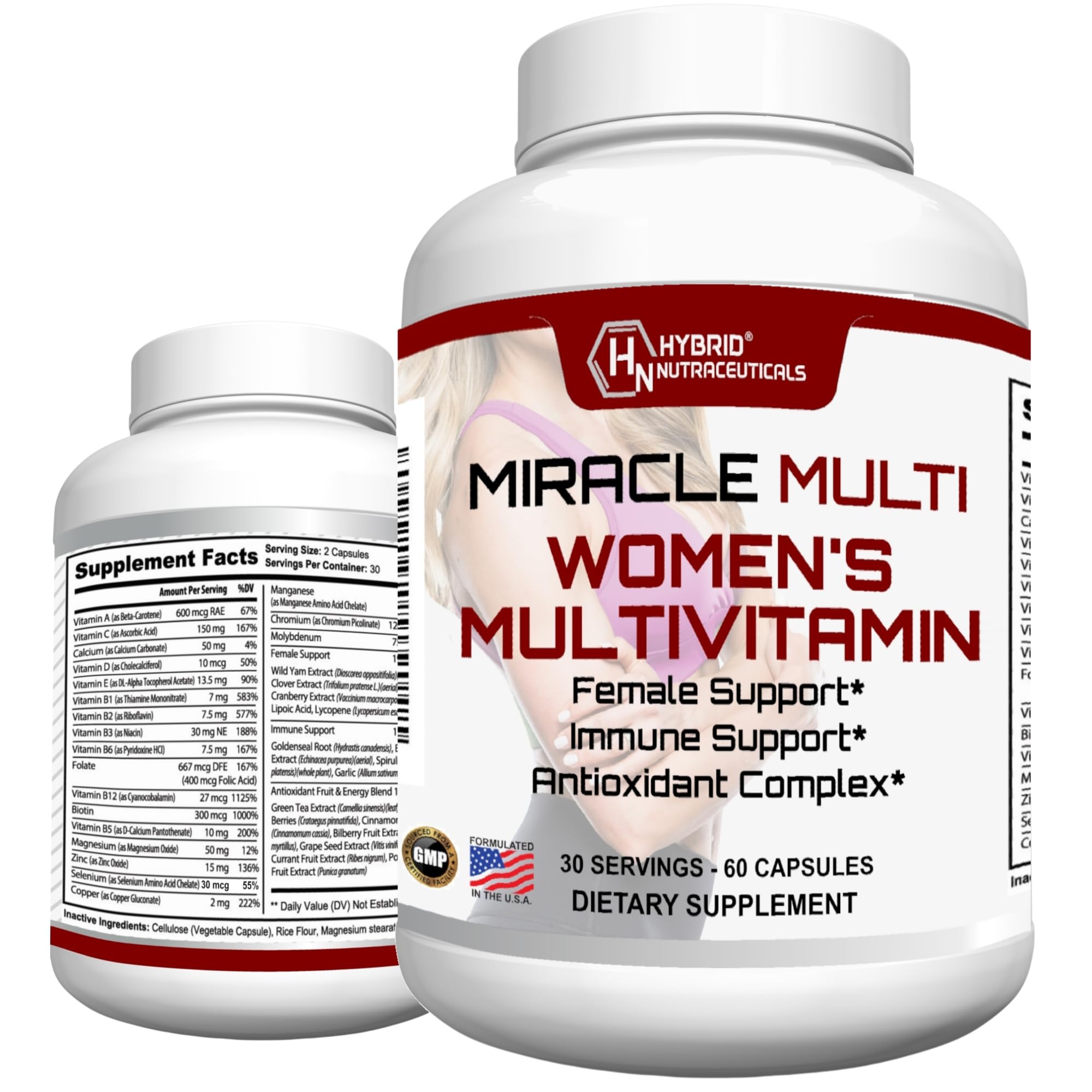 MiracleMulti Multivitamin for Women - Female Support Formula, Immune Support, Minerals, Biotin, Antioxidants & Superfoods Blend – 60 Capsules Hybrid Nutraceuticals buy supplements canada
