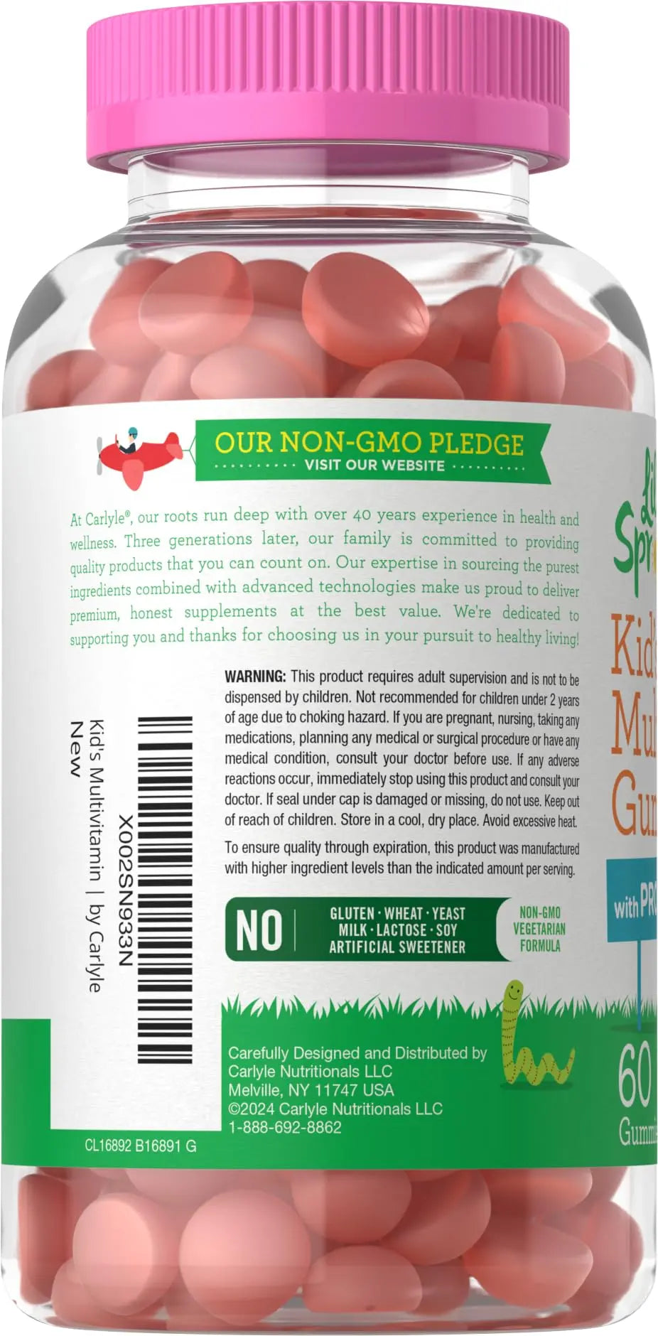 Carlyle Kids Multivitamin Gummies with Probiotics | 60 Chewables | Berry Flavor | Vegetarian, Non-GMO, Gluten Free Children's Supplement | by Lil' Sprouts | Carlyle buy supplements canada