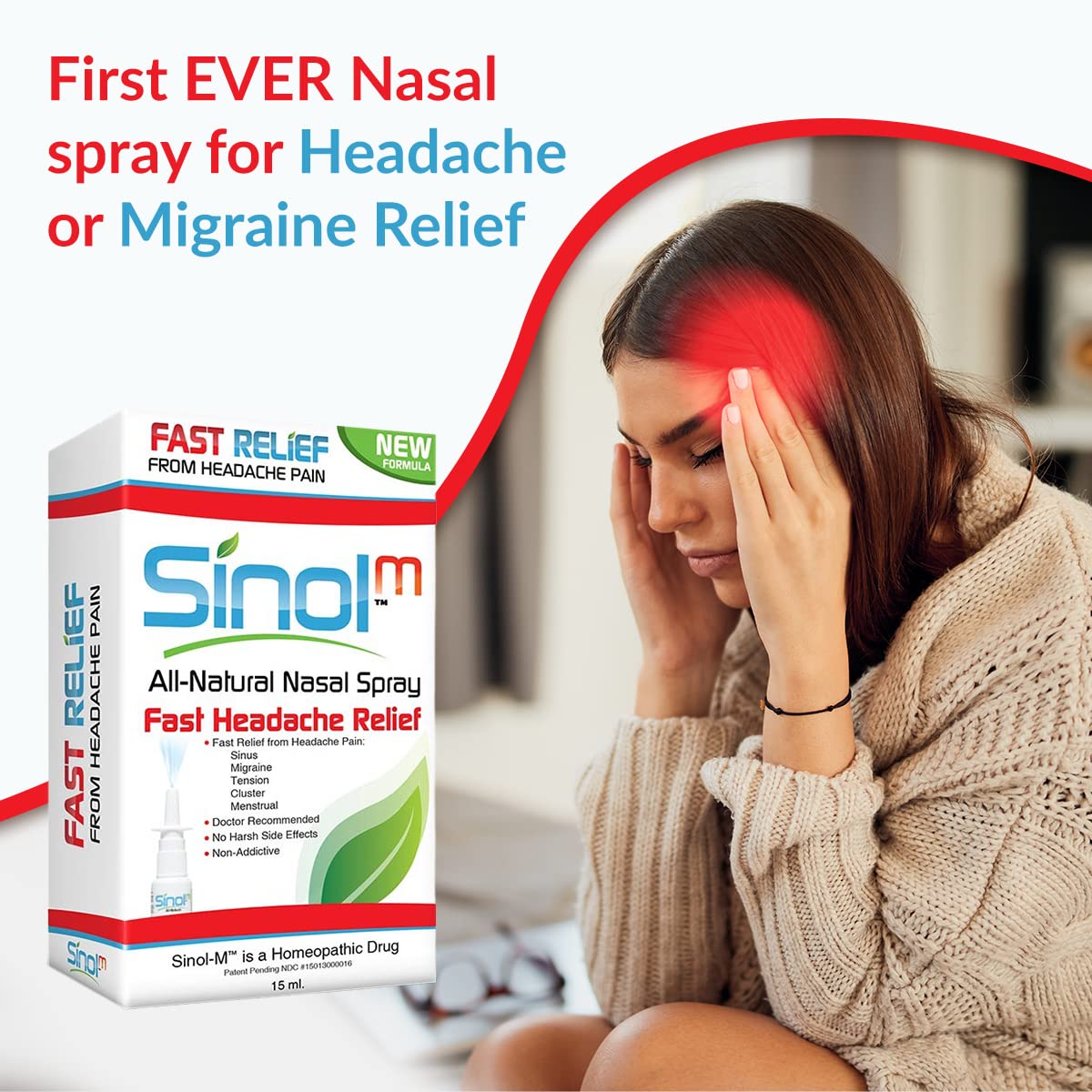 Sinol Headache Relief Spray, Over-The-Counter Medication Nose Spray for Migraine Cluster Tension, Sinus Relief & Nasal Decongestants, 15 ml Sinol buy supplements canada