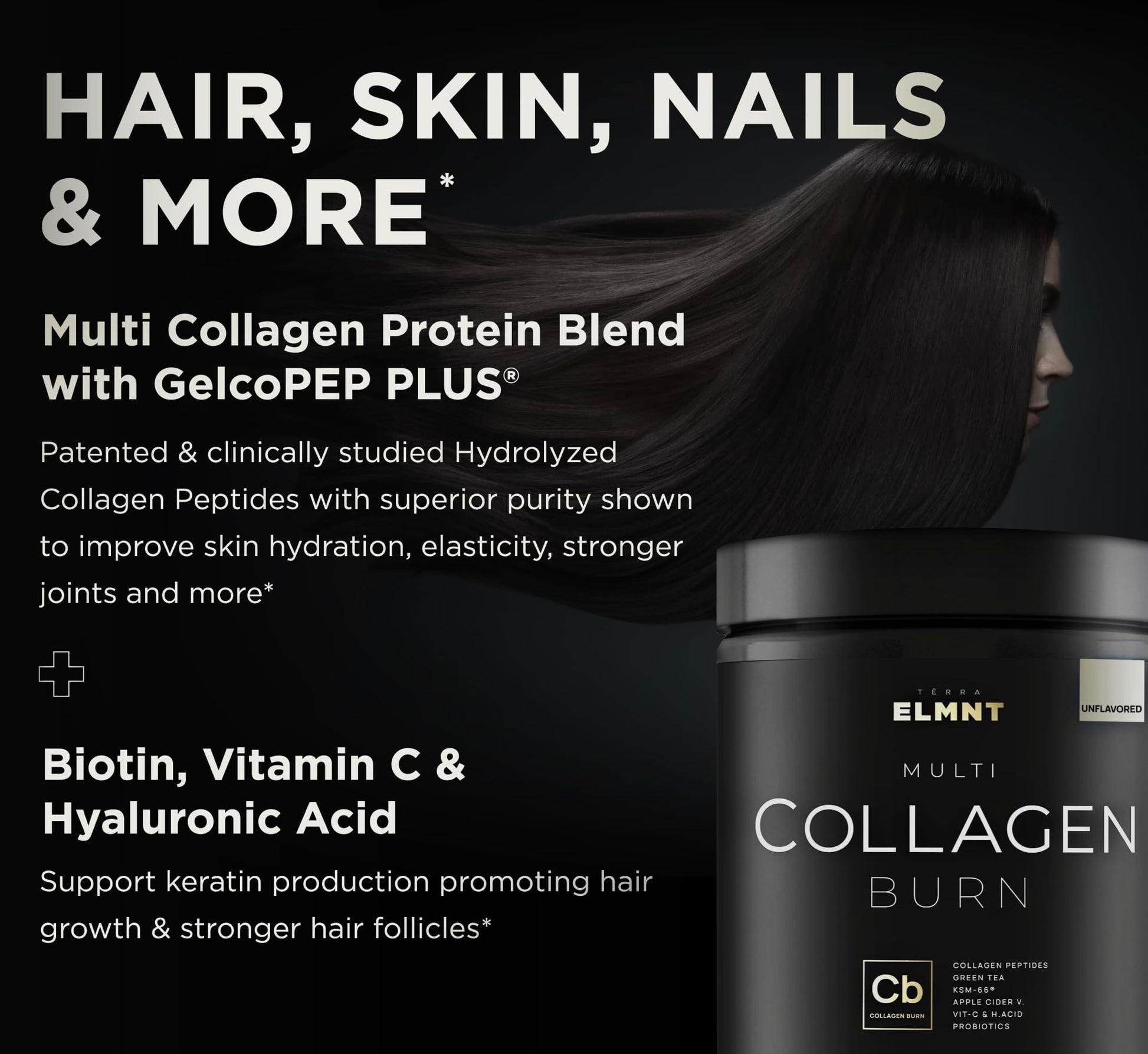 Super Collagen Powder for Women Weight Loss + Beauty w. Probiotics, Hyaluronic Acid, ACV, KSM-66, Biotin - Premium Multi Collagen Peptides Protein Supplement TERRA ELMNT buy supplements canada