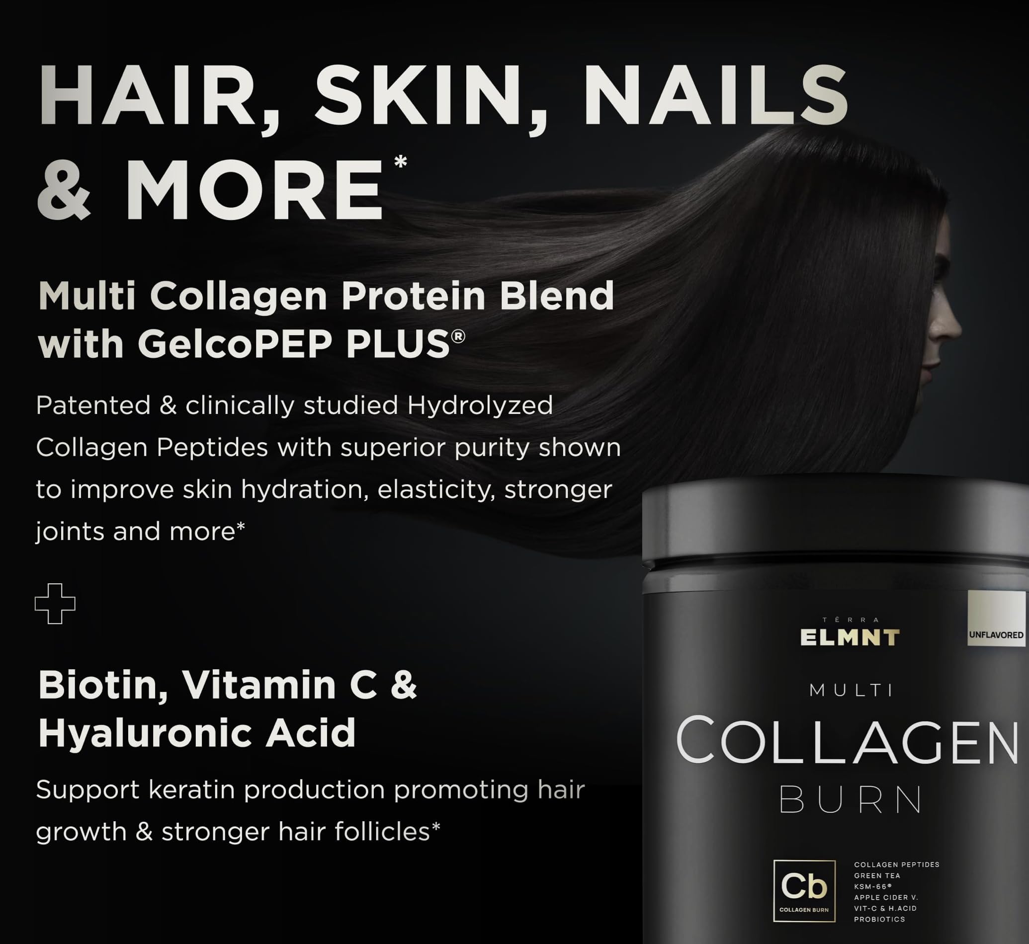 Super Collagen Powder for Women Weight Loss + Beauty w. Probiotics, Hyaluronic Acid, ACV, KSM-66, Biotin - Premium Multi Collagen Peptides Protein Supplement TERRA ELMNT buy supplements canada
