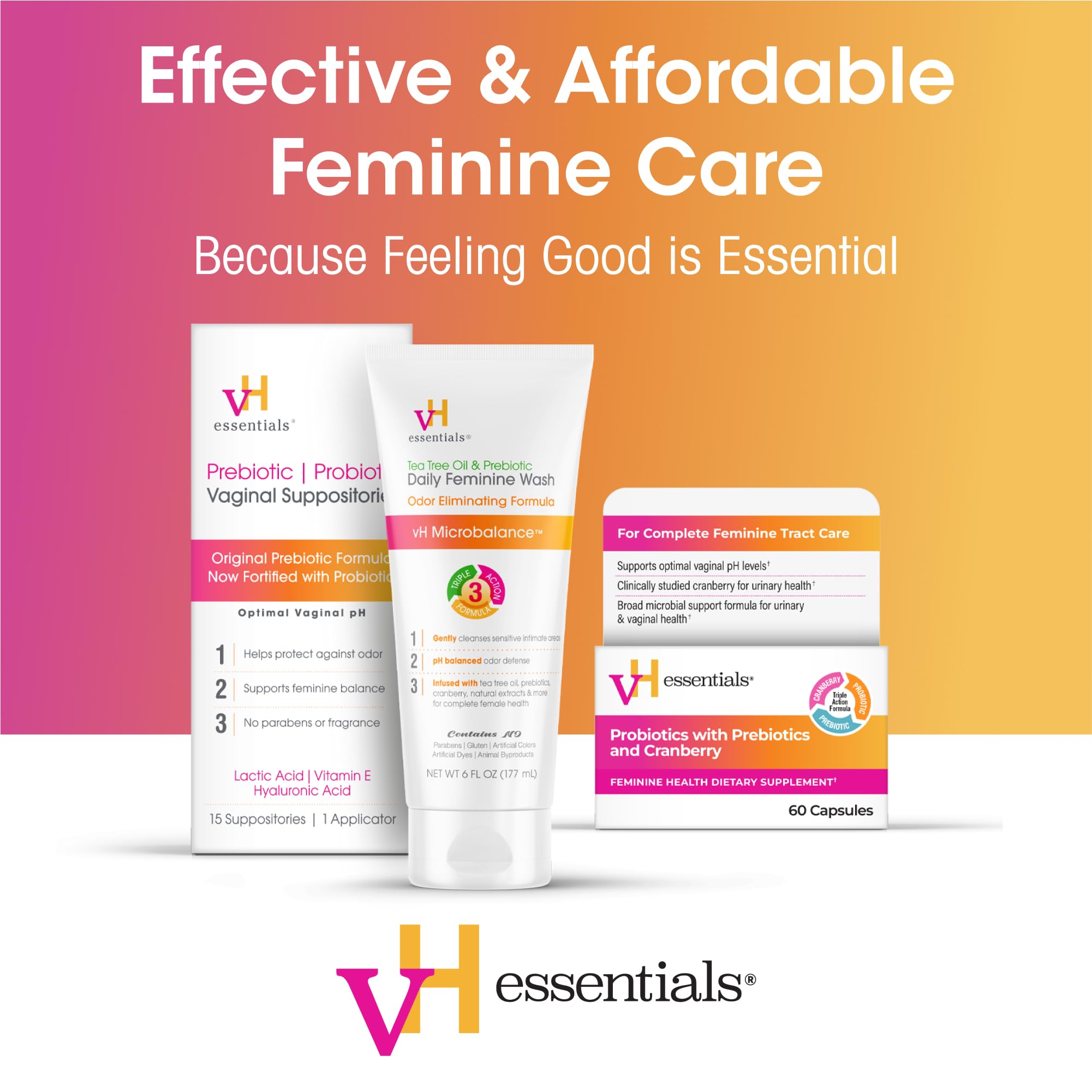 vH Essentials Boric Acid Plus Vaginal Suppositories, Prebiotic Infused with Soothing Aloe Vera, pH Support Formula Fights Odor and Promotes Freshness, 600mg Boric Acid, 30 Count vH essentials buy supplements canada