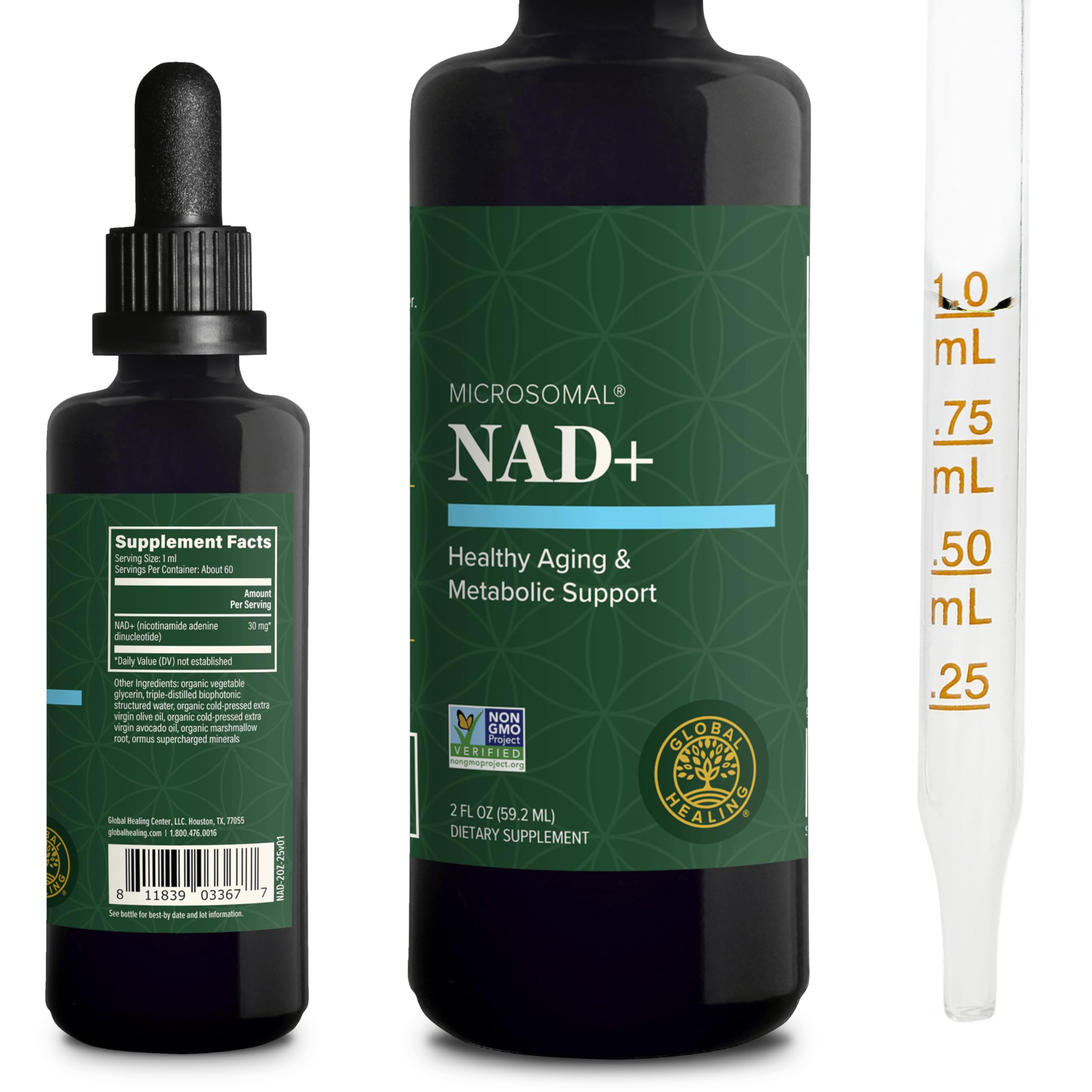 Global Healing Premium NAD+ Liquid Supplement - Sublingual NAD Drops - Liposomal NAD Plus Serum for Cellular Renewal - Nicotinamide Riboside Formula for Men & Women (2 Oz) Global Healing Center buy supplements canada