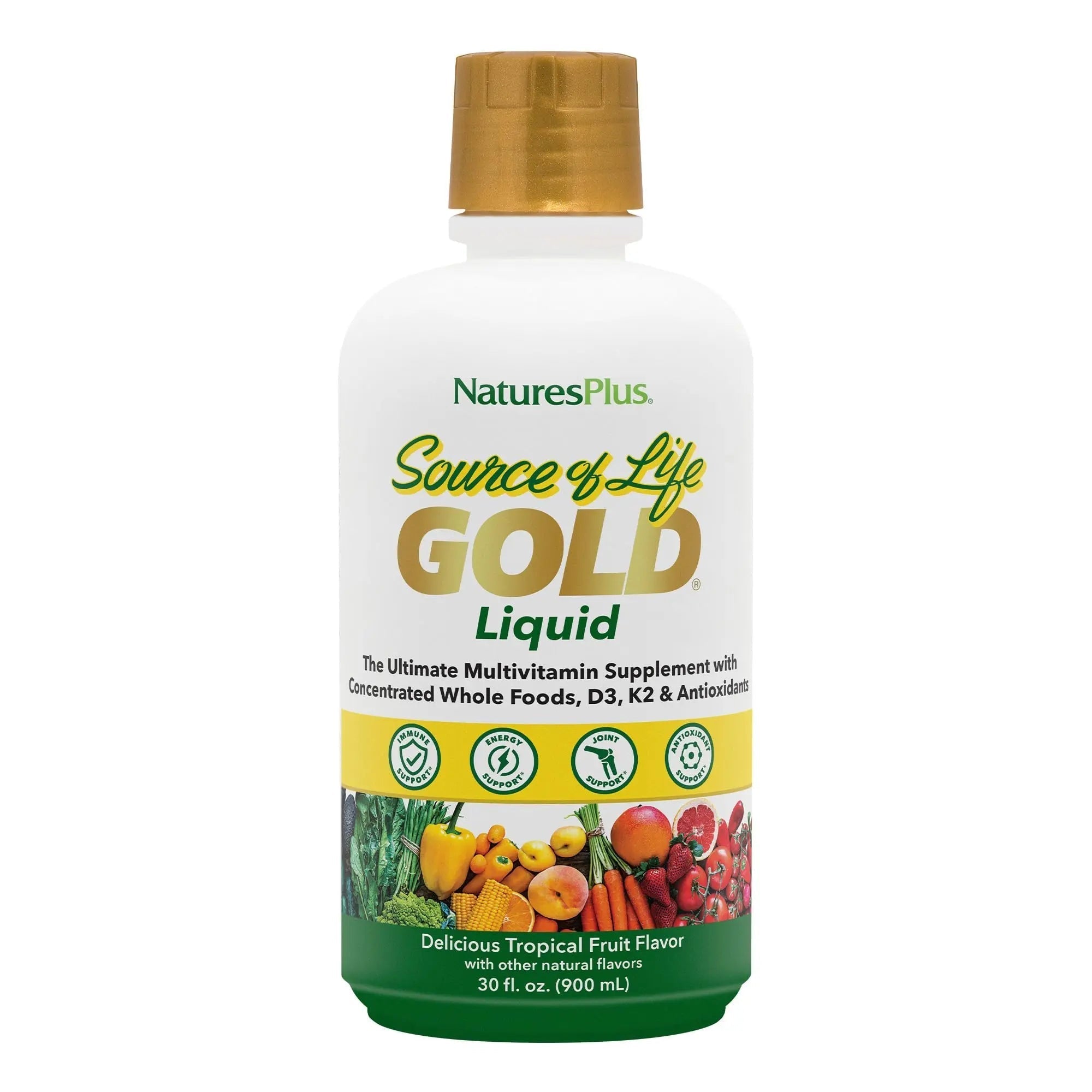 NaturesPlus Source of Life Gold Multivitamin Liquid - 30 oz - with Vitamins D3, B12 & K2 - Blood, Bone & Immune Support - Vegetarian & Gluten Free - 30 Servings NaturesPlus buy supplements canada