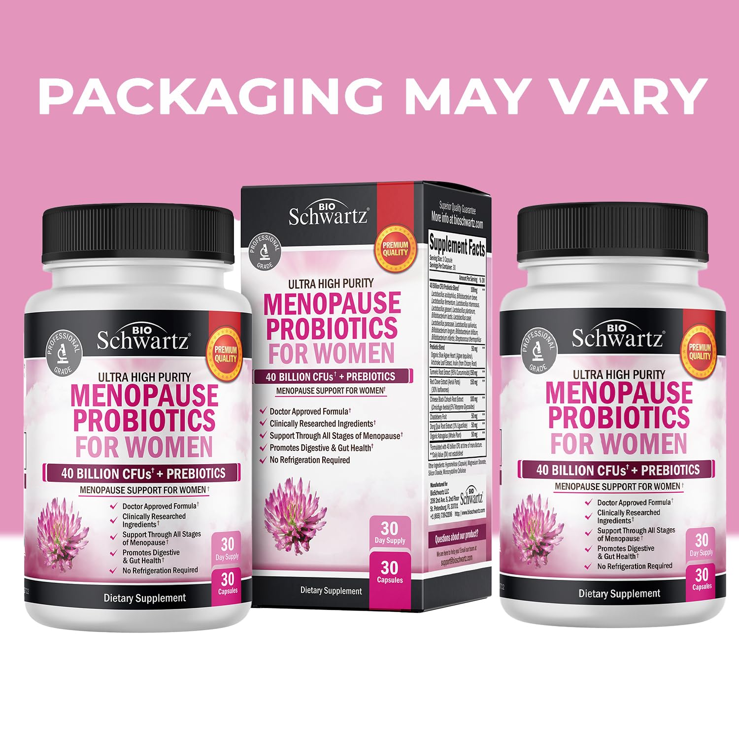 Menopause Supplements for Women - 40 Billion CFU Menopause Probiotics for Women - Support for Hot Flashes Night Sweats Mood Swings and Balance - Non-GMO, 30 Easy-Swallow Capsules, 30 Servings BioSchwartz buy supplements canada