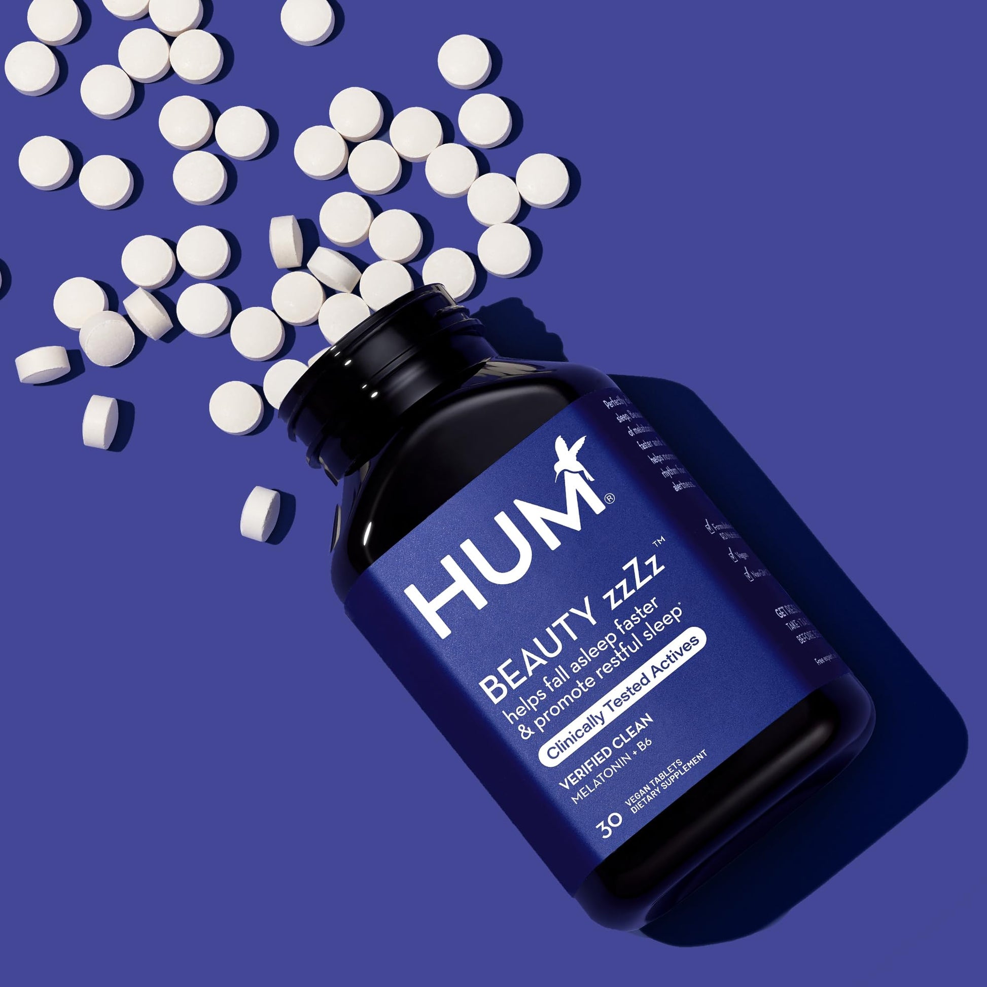 HUM Beauty zzZz Melatonin Sleep Supplement for Adults with Melatonin 3mg, Vitamin B6 and Calcium, Vegan, Gluten Free, Non GMO Sleep Support Tablets for Adults and Beauty Rest, 30 Vegan Tablets HUM buy supplements canada
