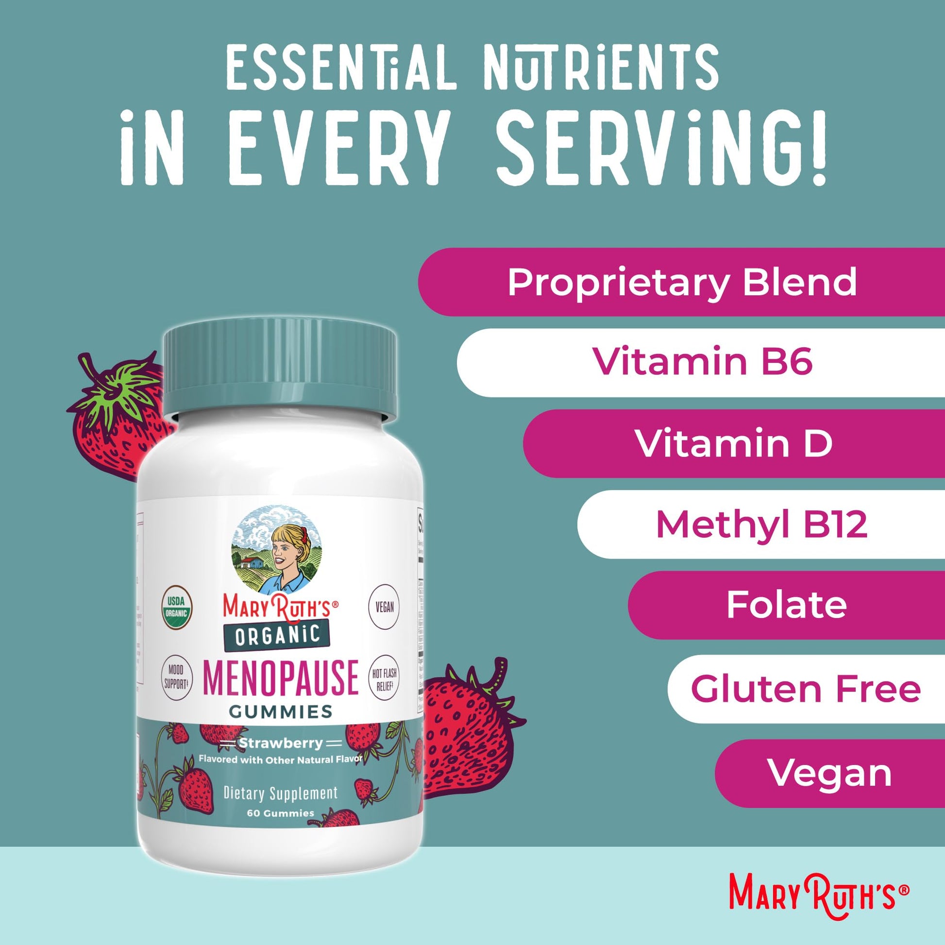 Organic Menopause Gummies by MaryRuth's | Menopause Supplements for Women | Mood Support | Hot Flash Relief | Maca Root | Black Cohosh | USDA Organic | Non-GMO | Vegan | 30 Servings MARYRUTH'S buy supplements canada
