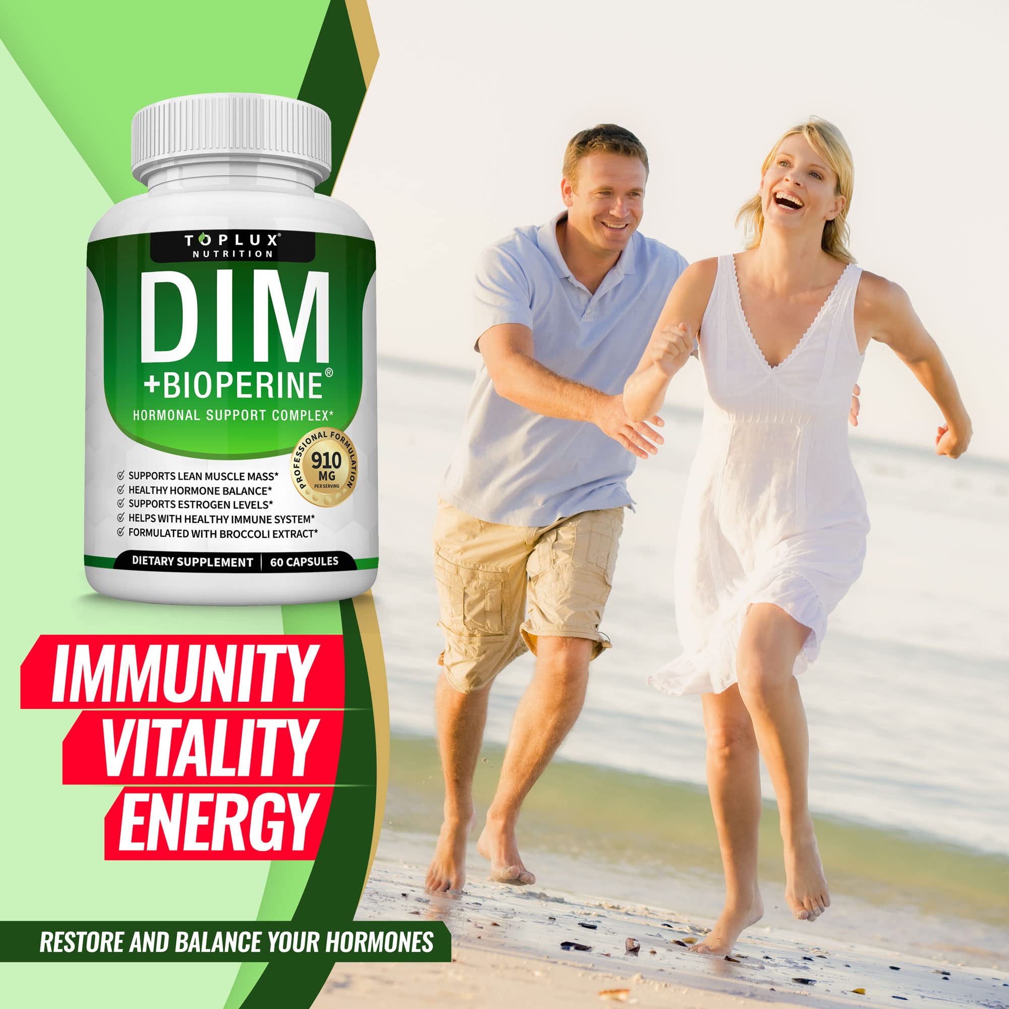 Dim Supplement 910 mg Plus BioPerine Complex - Diindolylmethane to Support Hormone Balance Toplux buy supplements canada