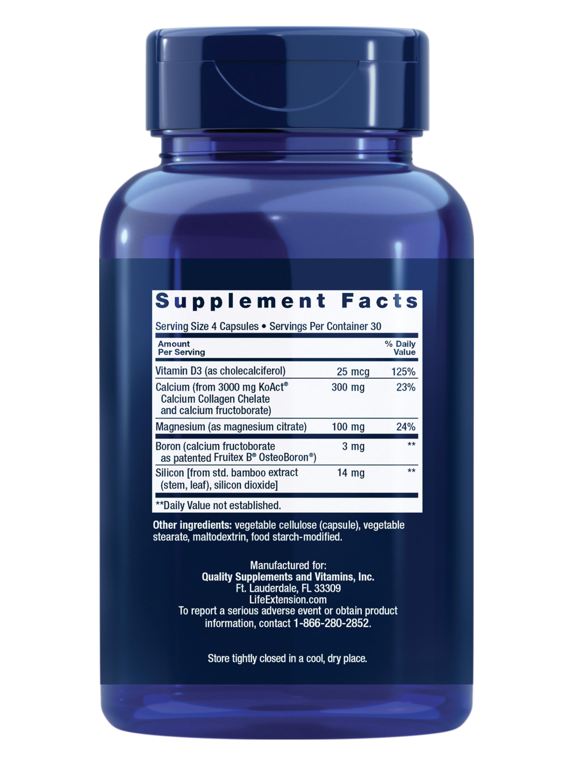 Life Extension Bone Strength Collagen Formula, Calcium Collagen chelate, Calcium fructoborate, Vitamin D3, Magnesium Citrate, Silicon, Boron, Gluten-Free, Non-GMO, 120 Capsules Life Extension buy supplements canada