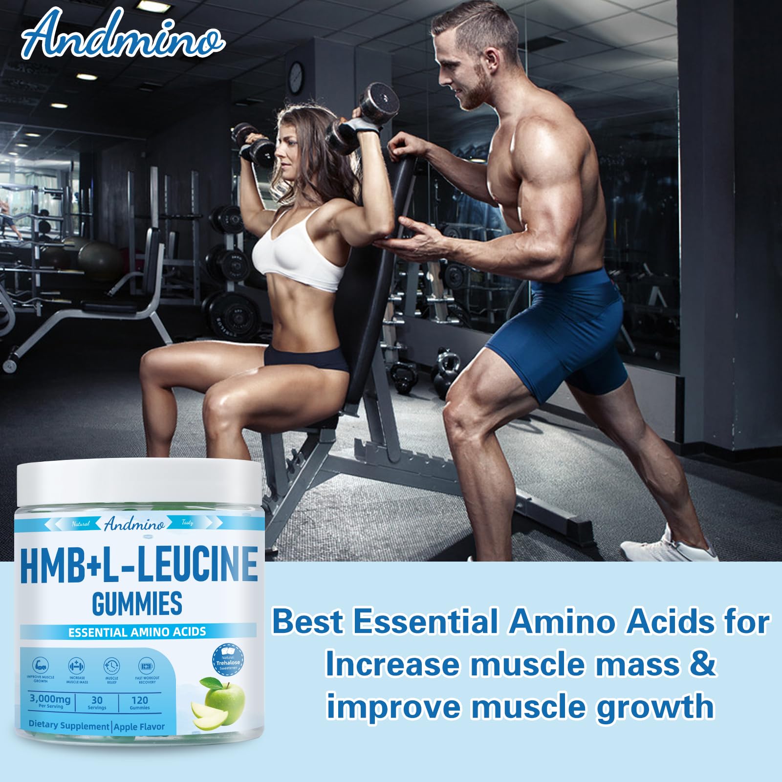 andmino HMB and L-Leucine Gummies, 3000mg, with Trehalose, for Muscle Growth, Muscle Relief and Workout Recovery, for Adults & Elder, Non-GMO andmino buy supplements canada