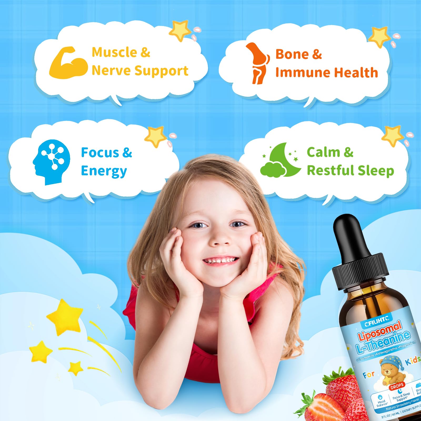 Liposomal L-Theanine Drops for Kids & Adults – Liquid L-Theanine Supplement with Magnesium Glycinate, Ashwagandha, Chamomile, Vitamin B6 & D3 – Supports Calm, Focus & Restful Sleep – Strawberry Flavor CFILIHTC buy supplements canada