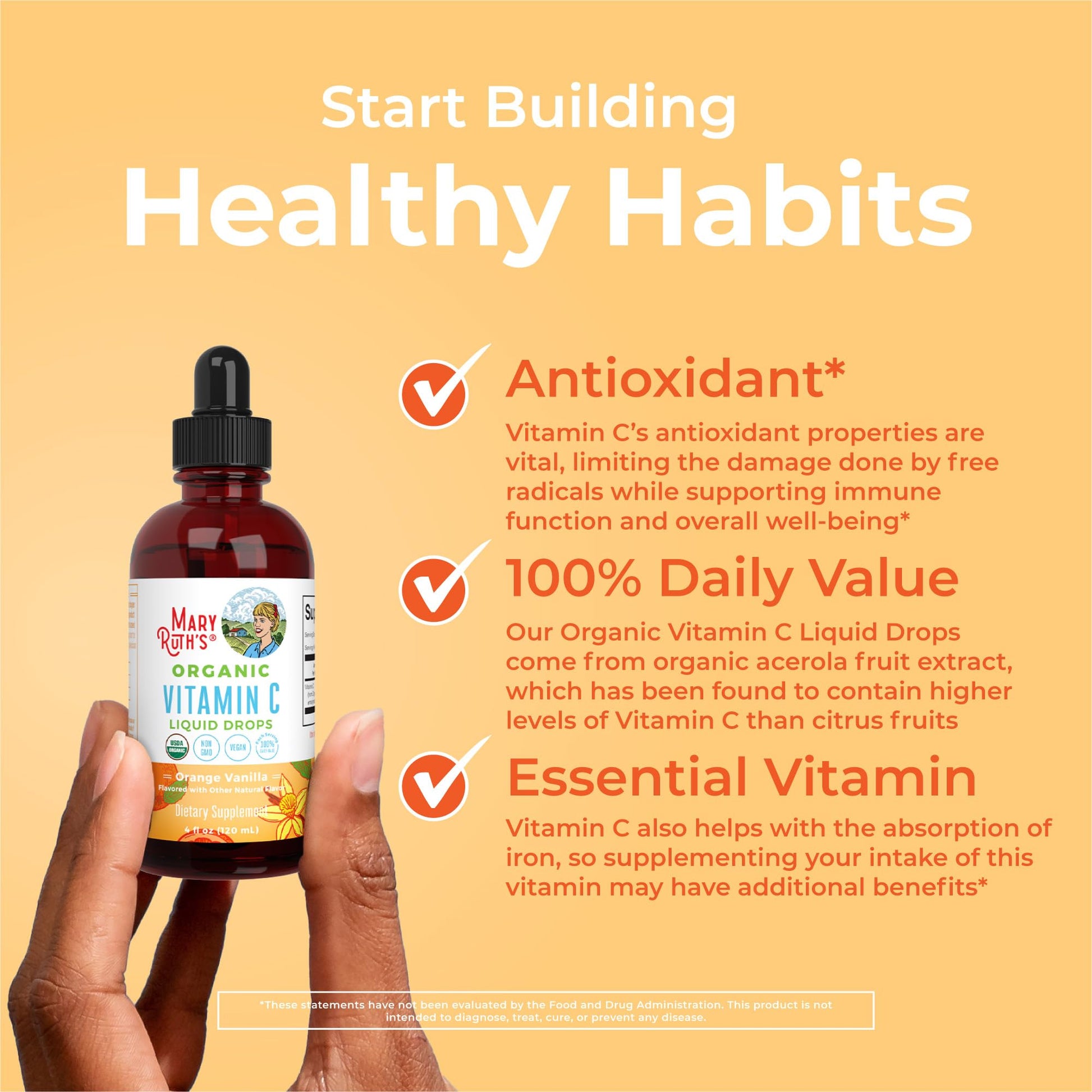 MaryRuth Organics Organic Vitamin C Supplement | Liquid Vitamin C Liquid Drops for Adults & Kids | Immune Support Supplement for Overall Health | Vegan | Non-GMO | Gluten Free | 4 Fl Oz MARYRUTH'S buy supplements canada
