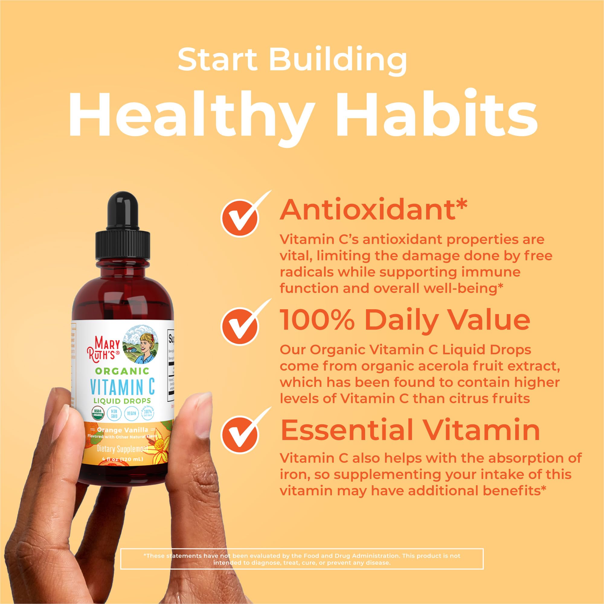 MaryRuth Organics Organic Vitamin C Supplement | Liquid Vitamin C Liquid Drops for Adults & Kids | Immune Support Supplement for Overall Health | Vegan | Non-GMO | Gluten Free | 4 Fl Oz MARYRUTH'S buy supplements canada