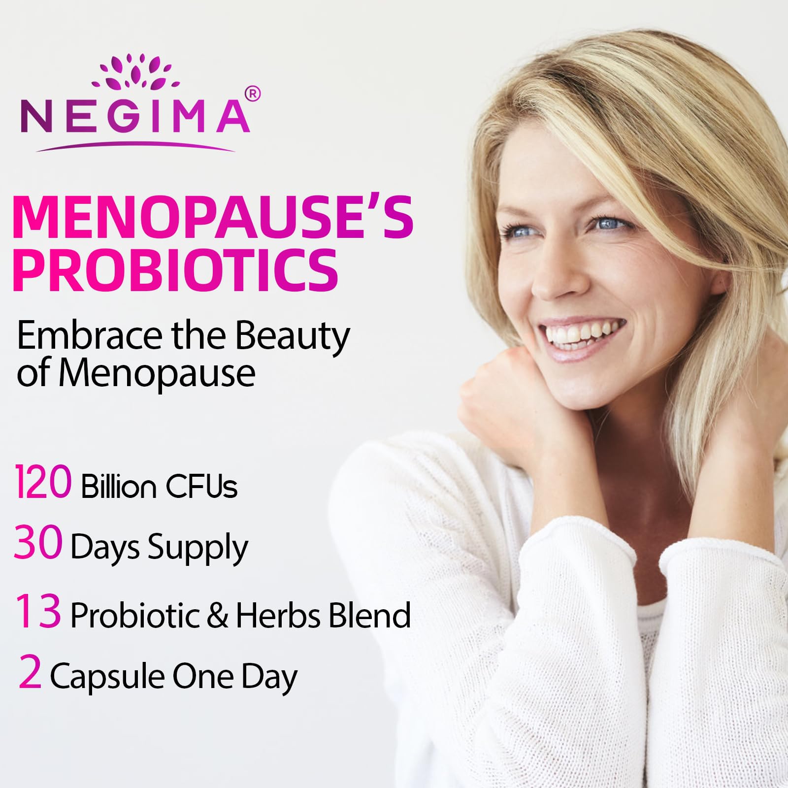 Negima Menopause Supplements for Women, 120 Billion CFUs Probiotics for Women, 13-in-1 Herbs & Botanicals Complex, for Menopause - 60 Caps Negima buy supplements canada