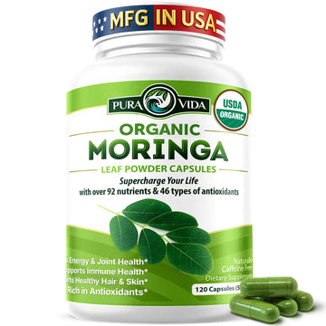 PURA VIDA MORINGA Organic Moringa Capsules, Pure Moringa Leaf Powder Single Origin for Energy, Metabolism & Immune Support Pura Vida Moringa buy supplements canada