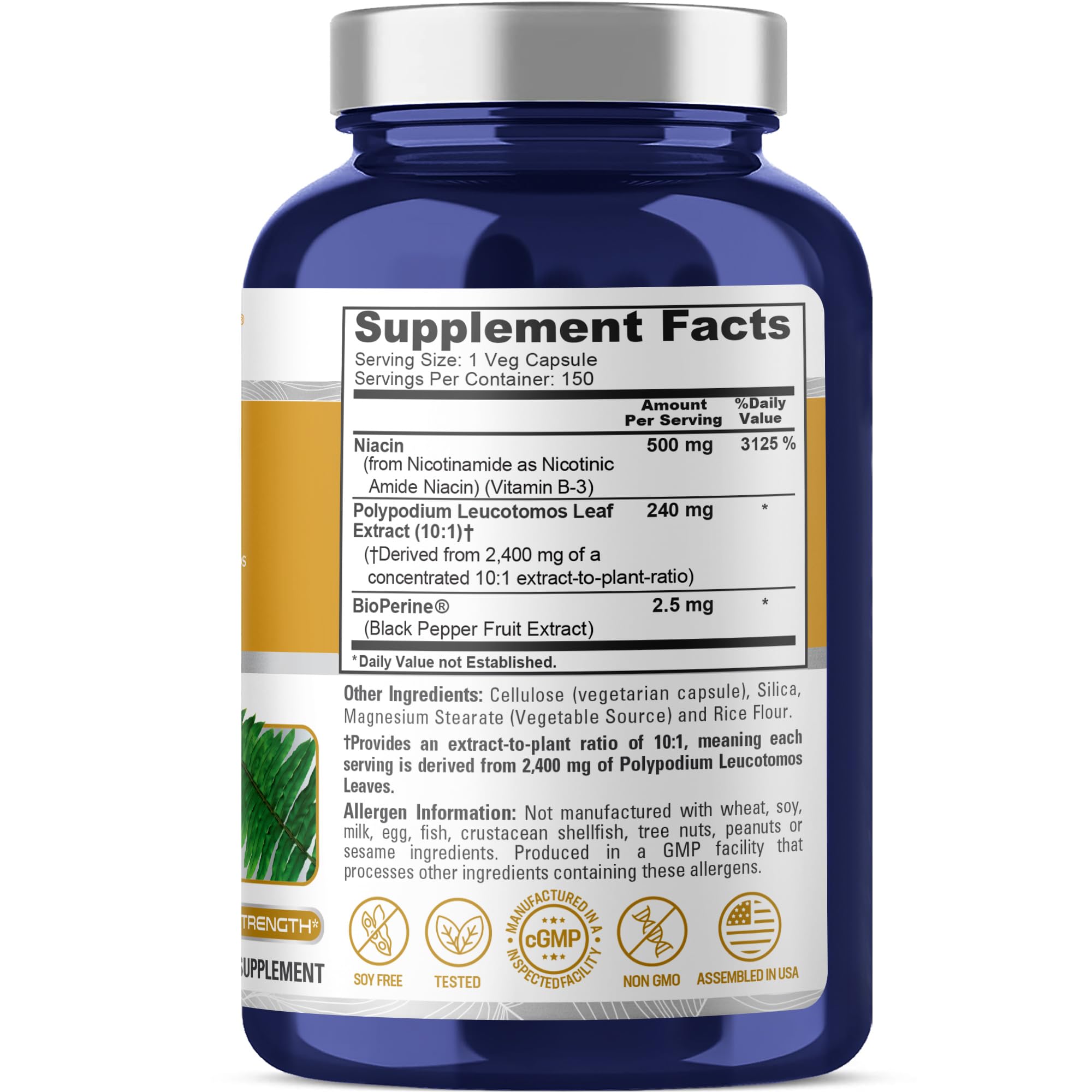 NusaPure Polypodium Nicotinamide 10:1 Extract, 240 mg Equivalent to 2,400 mg per Veg Caps - 150 Count (Non-GMO, Soyfree, Bioperine) NusaPure buy supplements canada