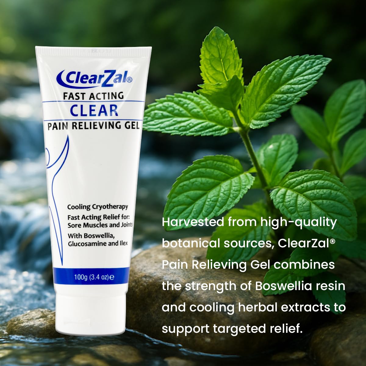 ClearZal Fast Acting Clear Pain Relieving Gel with Cooling Cryotherapy, Boswellia and Glucosamine for Sore Muscles and Joints, Soothing Cooling Gel 3.4 oz Clearzal buy supplements canada