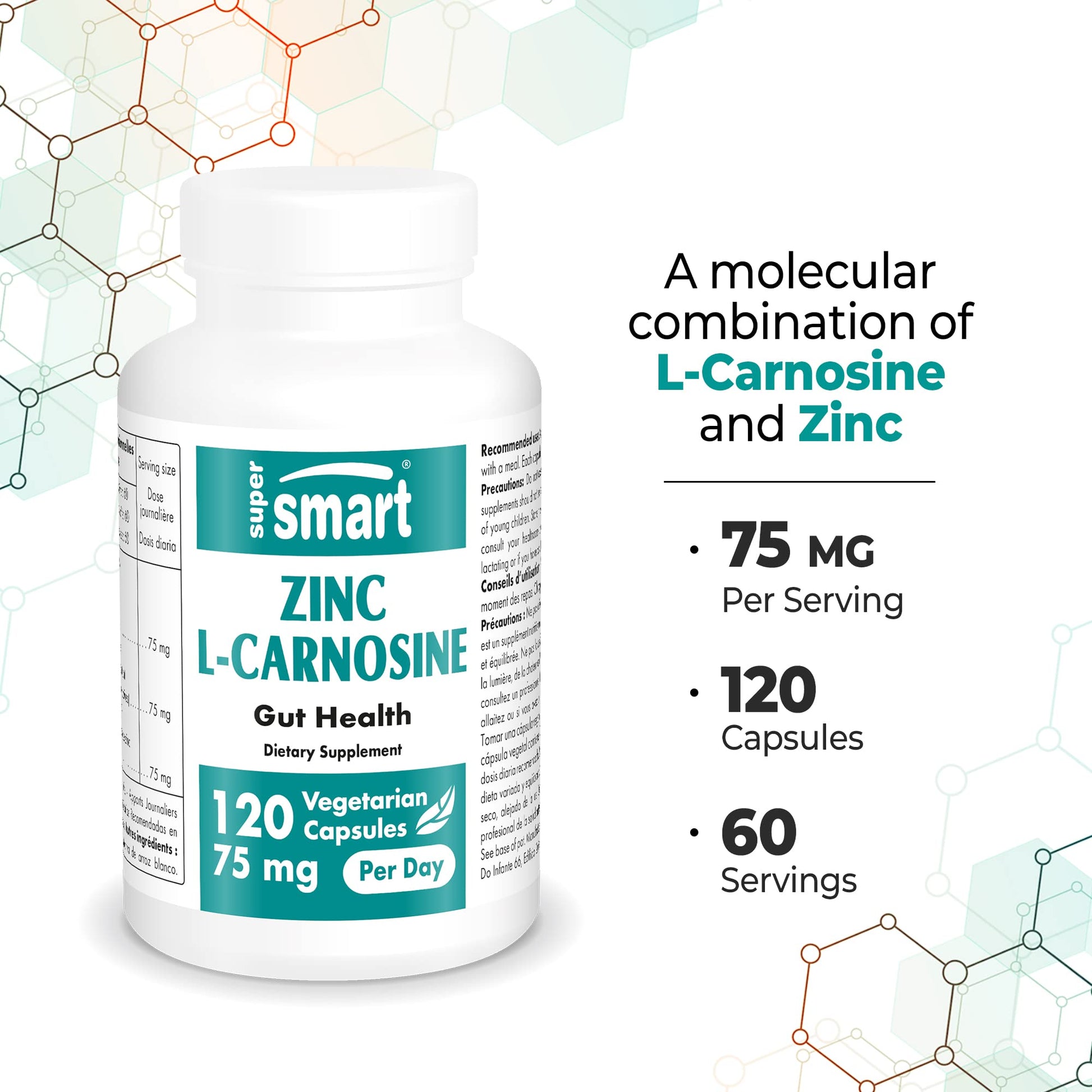 SuperSmart - Zinc L-Carnosine 75mg per Day (Well-Tolerated) - Zinc Carnosine Supplemen Supersmart buy supplements canada