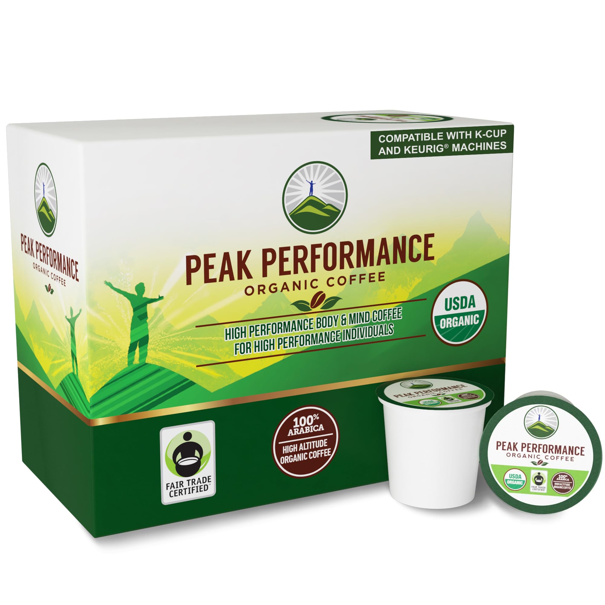 USDA Organic Coffee Pods - Compatible with K-Cup and Keurig Machines - High Altitude Fair Trade Low Acid Beans Medium Roast Single Serve 24 Count Recyclable Cups by Peak Performance Peak Performance buy supplements canada