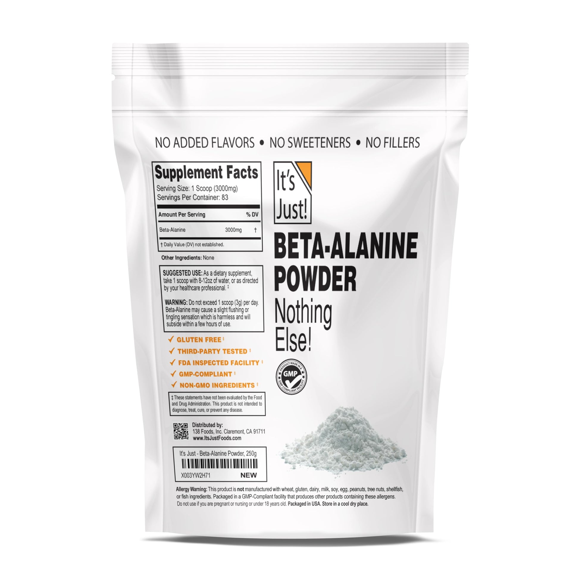 It's Just! - Beta-Alanine Powder, Pre-Workout Supplement, 250g Bulk, Unflavored It's Just! buy supplements canada