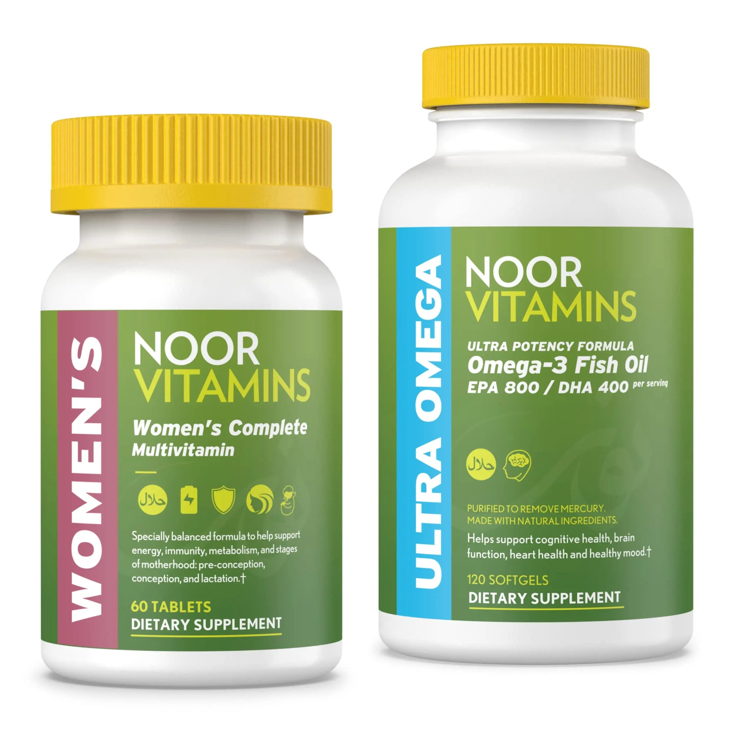Noor Vitamins Women's Multivitamin and Omega Fish Oil Supplement Bundle Noor Vitamins buy supplements canada