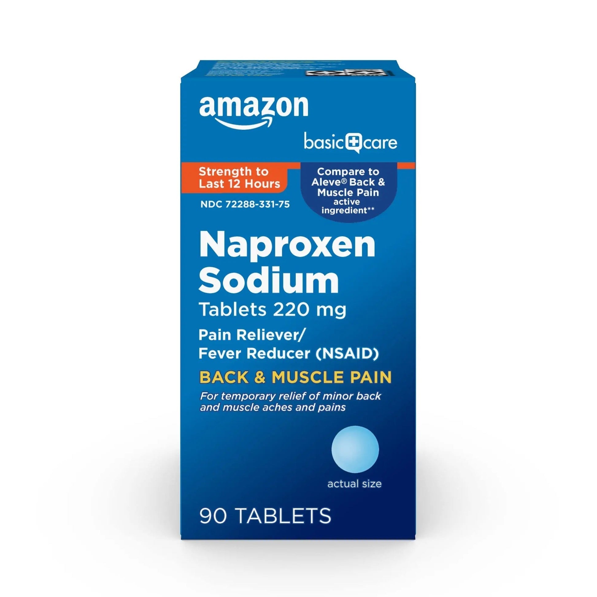 Amazon Basic Care Back and Muscle Pain, 220 mg Naproxen Sodium Tablets, 12-Hour Pain Relief, Headache, Arthritis, Menstrual Cramps, Fever Reducer, 90 Count Amazon Basic Care buy supplements canada