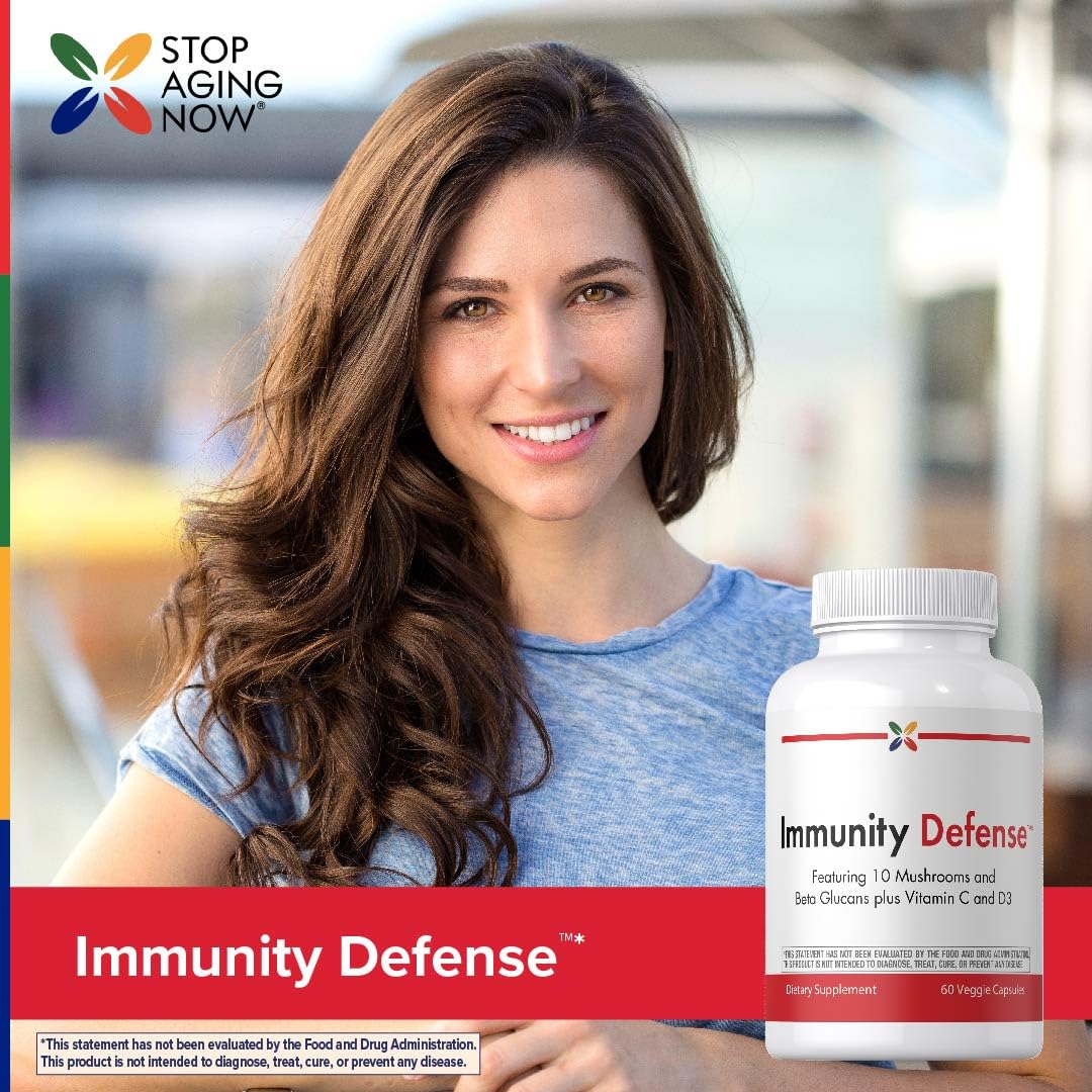Stop Aging Now - Immune Support - with Vitamin C, Vitamin D3 and Mushroom Complex - 60 Vegetarian Capsules Stop Aging Now buy supplements canada